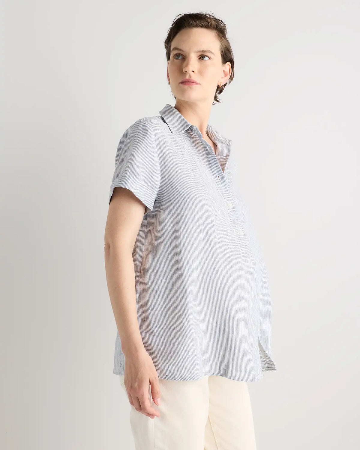100% European Linen Maternity Camp Shirt