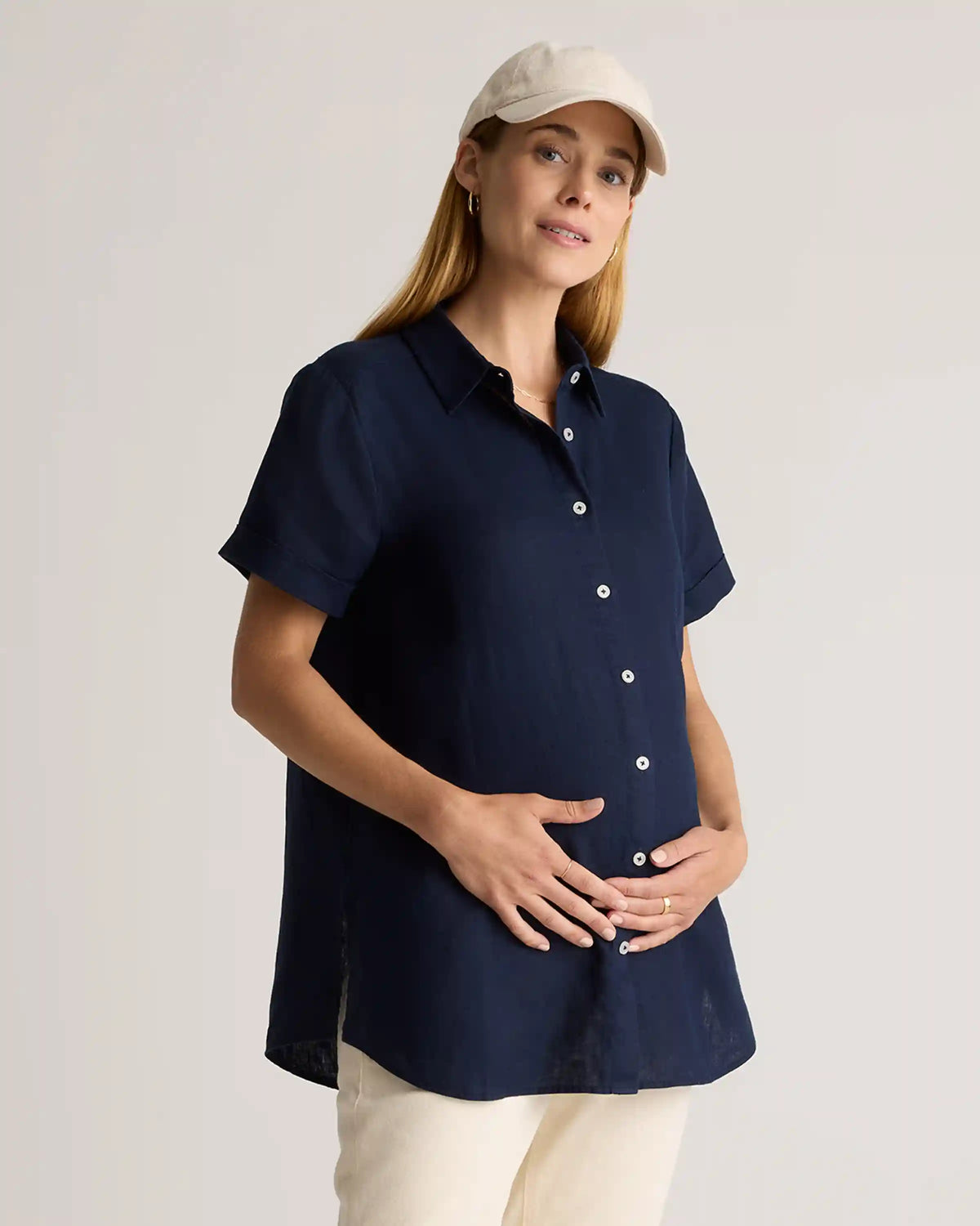 100% European Linen Maternity Camp Shirt
