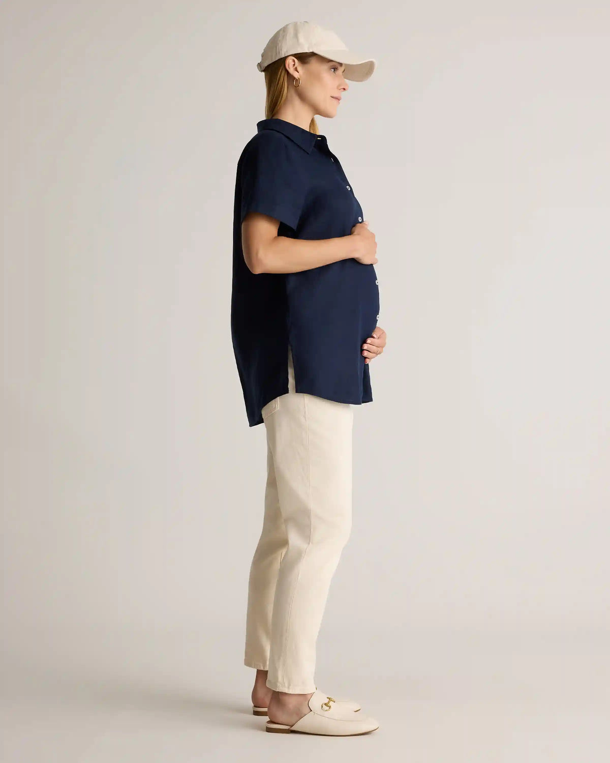 100% European Linen Maternity Camp Shirt
