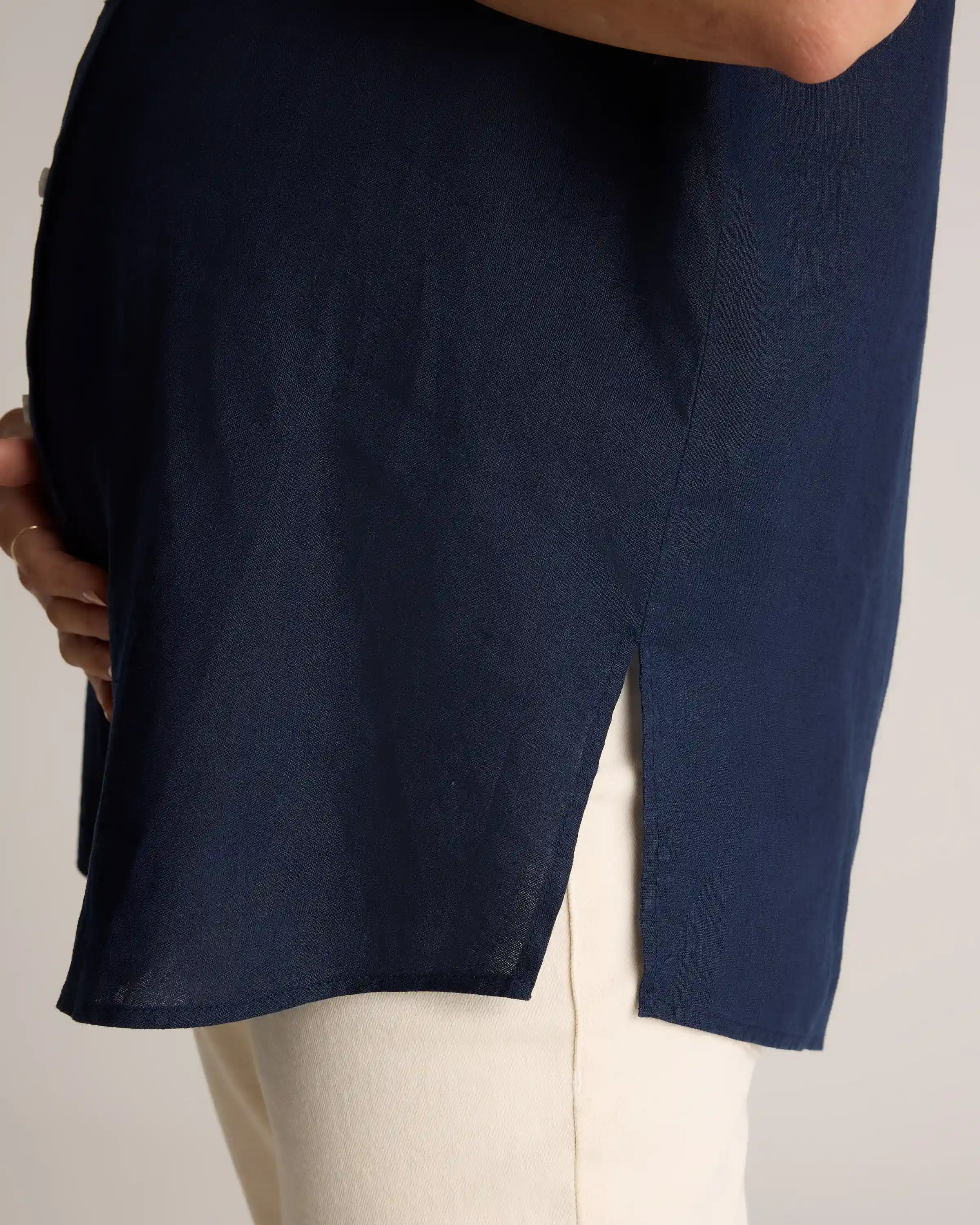 100% European Linen Maternity Camp Shirt
