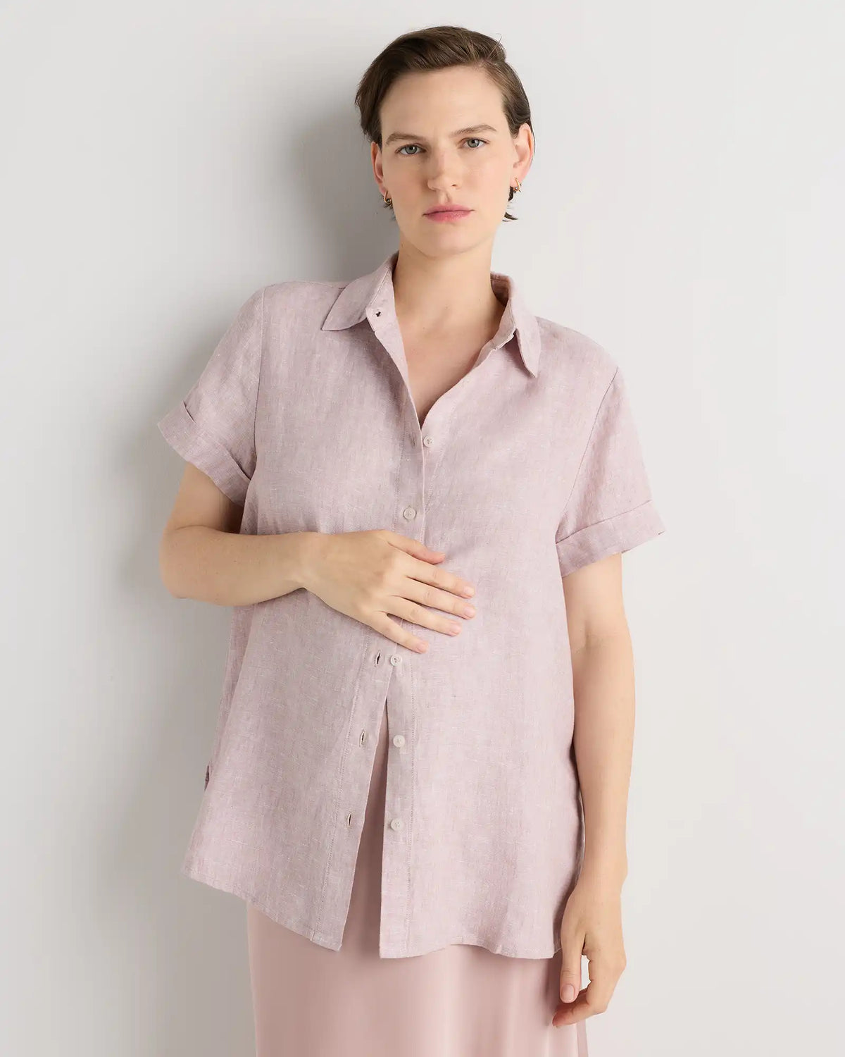 100% European Linen Maternity Camp Shirt