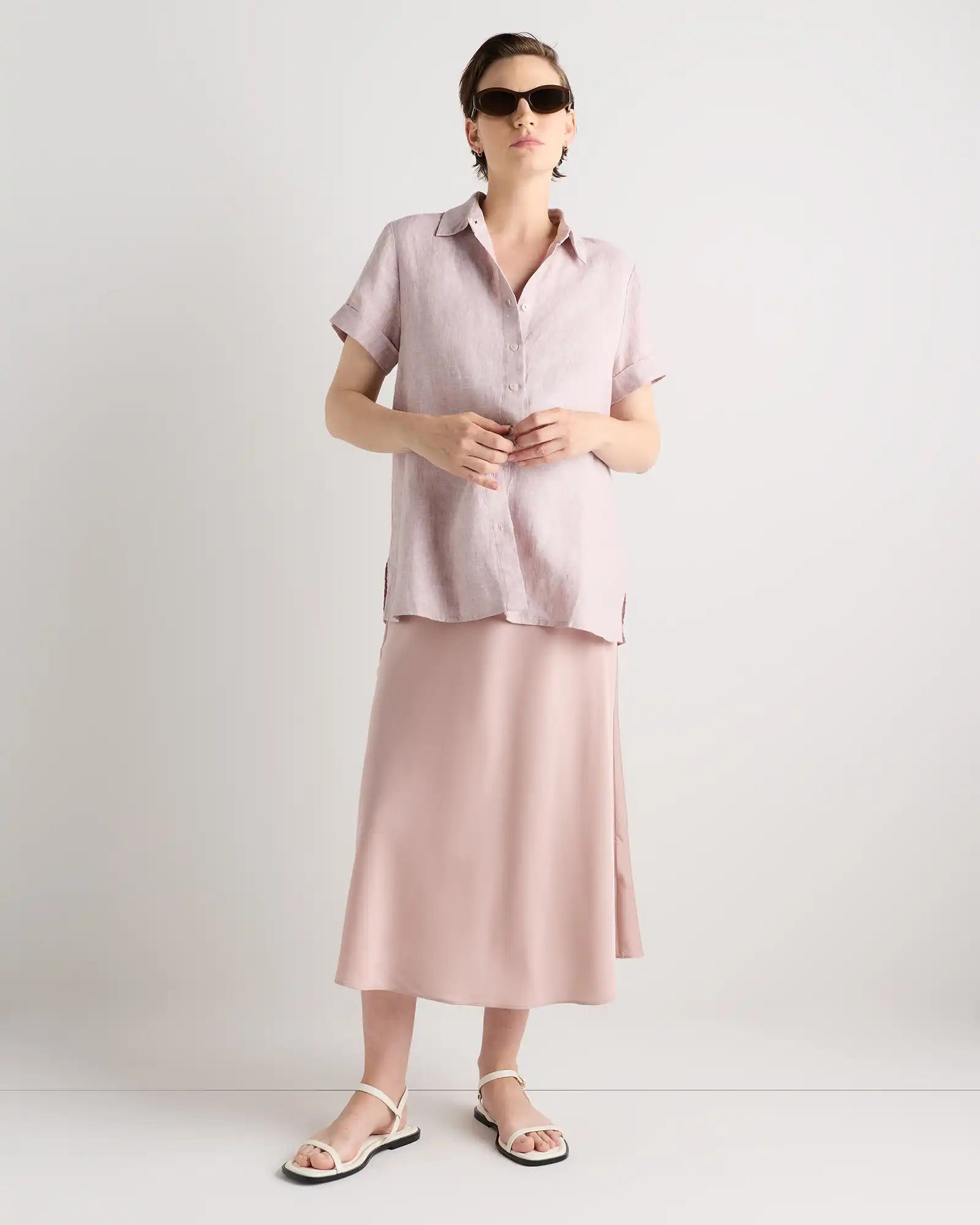 100% European Linen Maternity Camp Shirt