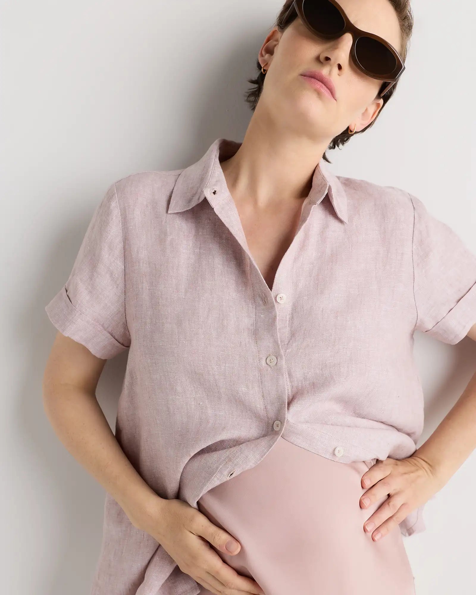 100% European Linen Maternity Camp Shirt