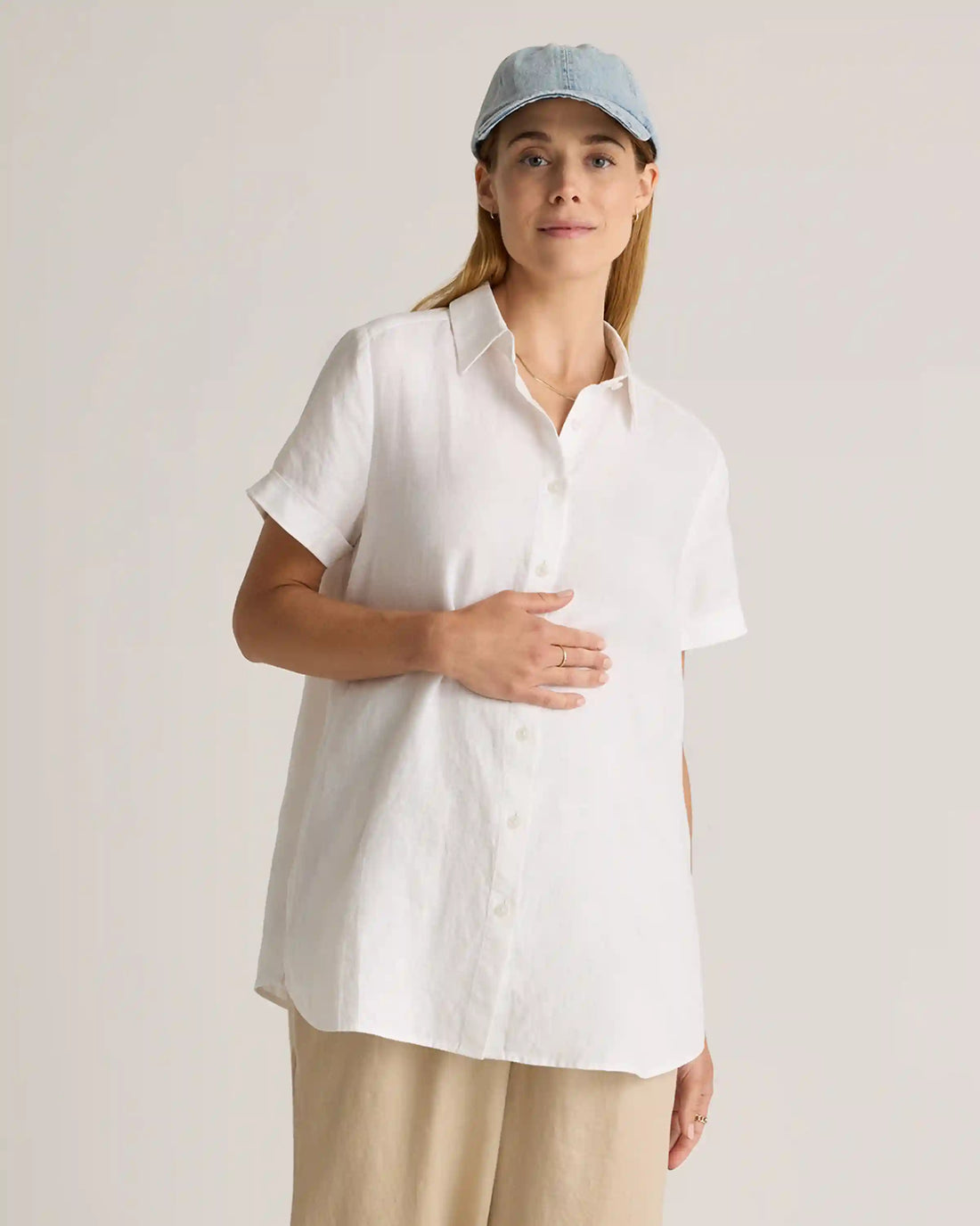100% European Linen Maternity Camp Shirt