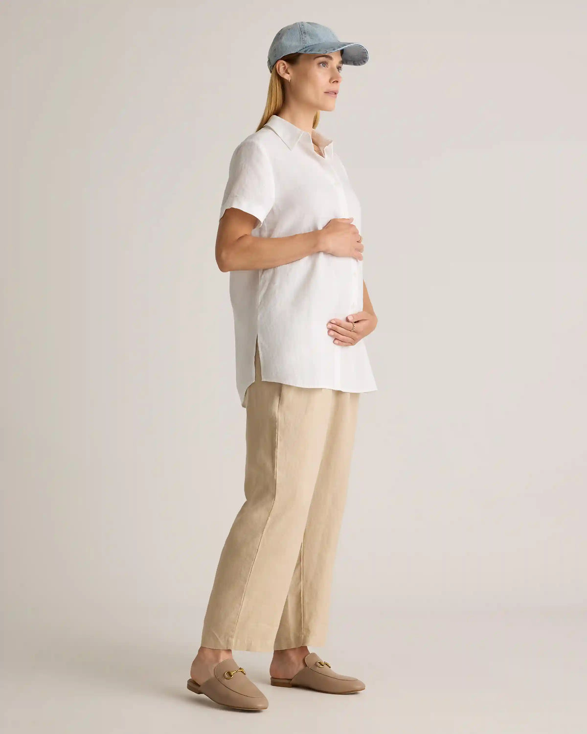 100% European Linen Maternity Camp Shirt