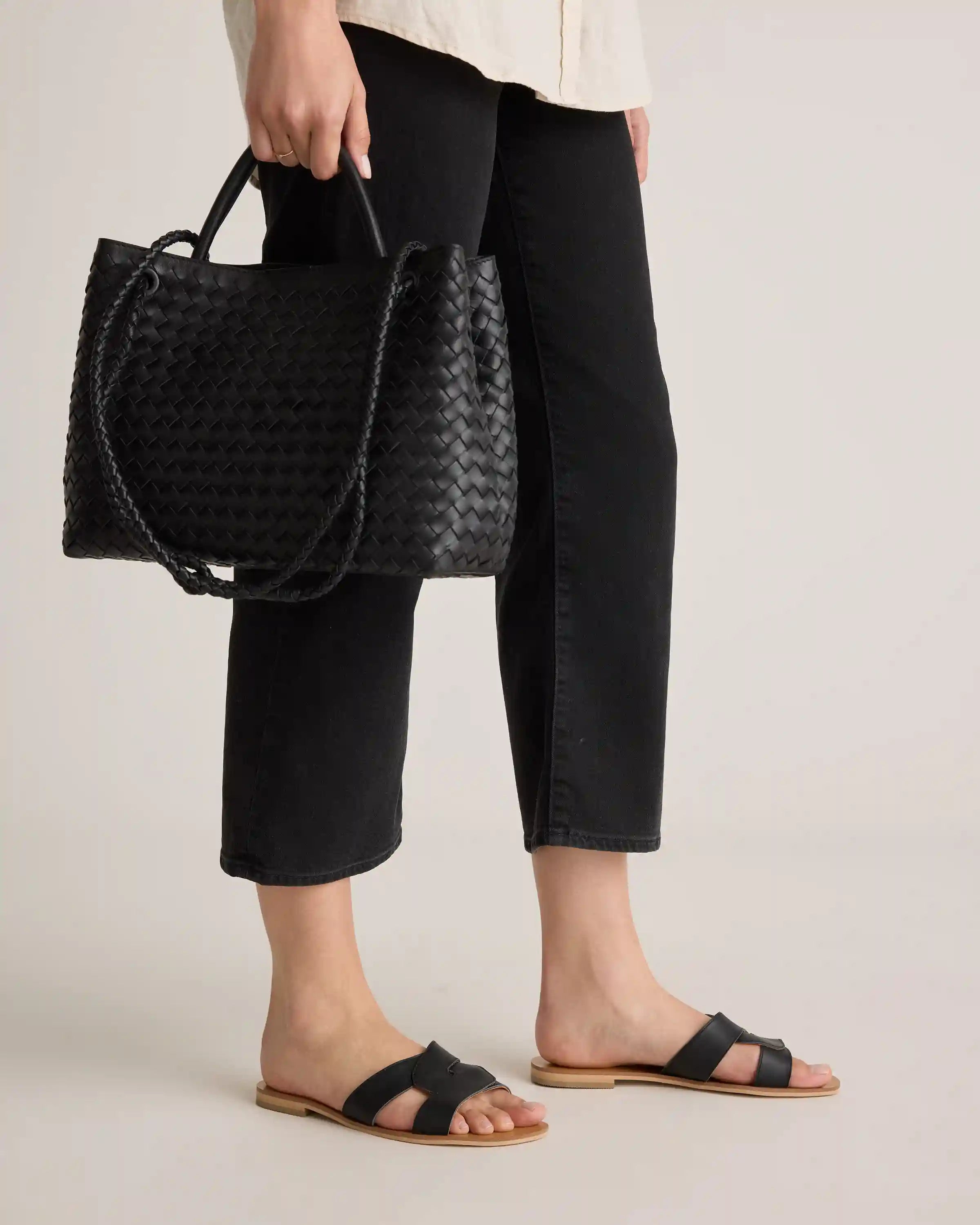 Italian Leather Cutout Slide Sandal
