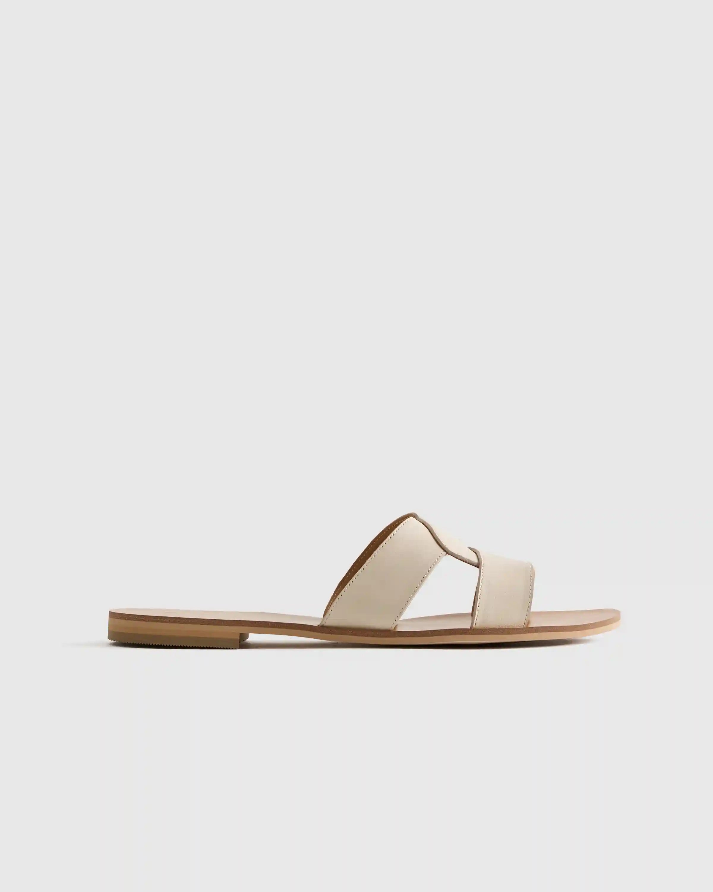 Italian Leather Cutout Slide Sandal