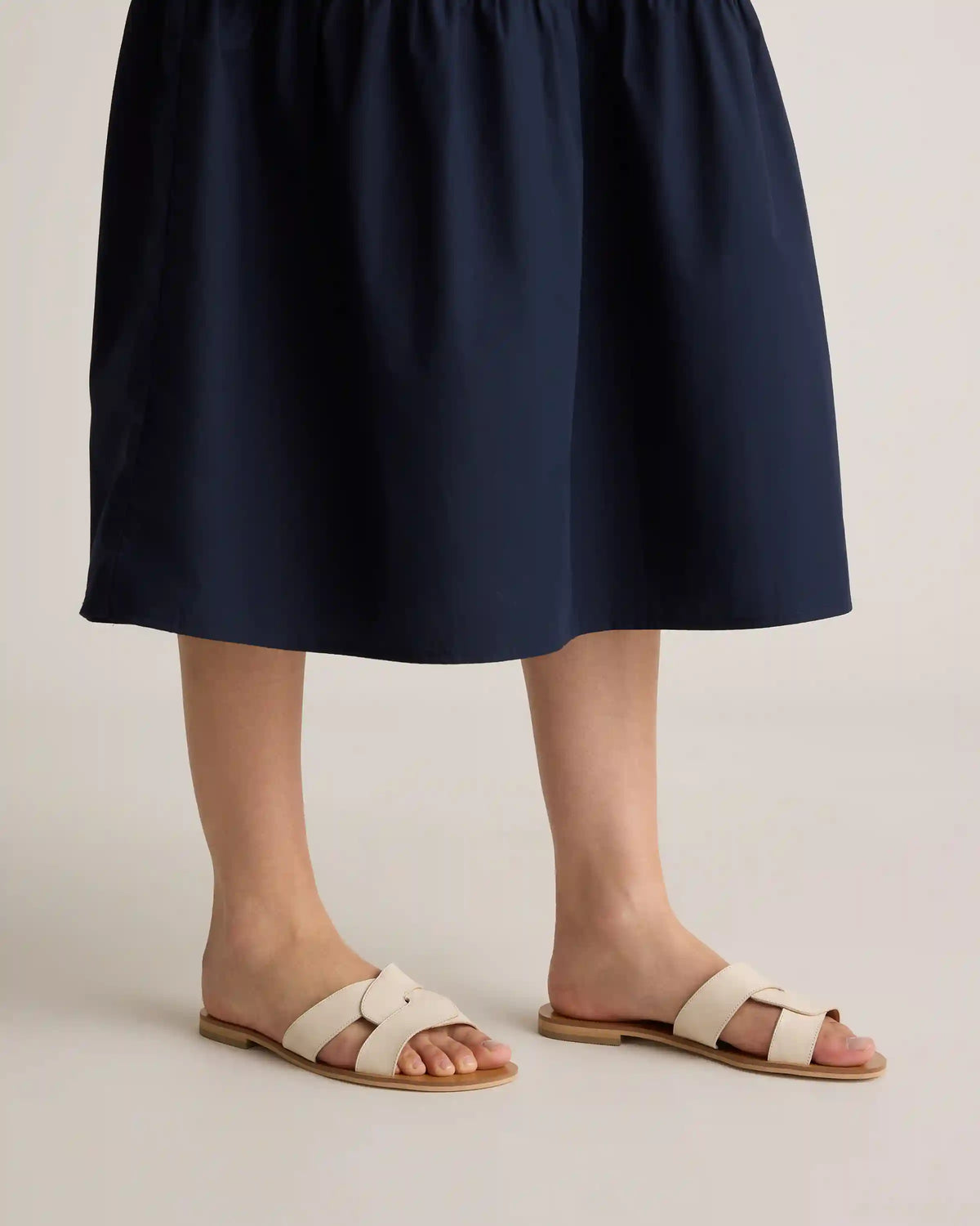 Italian Leather Cutout Slide Sandal