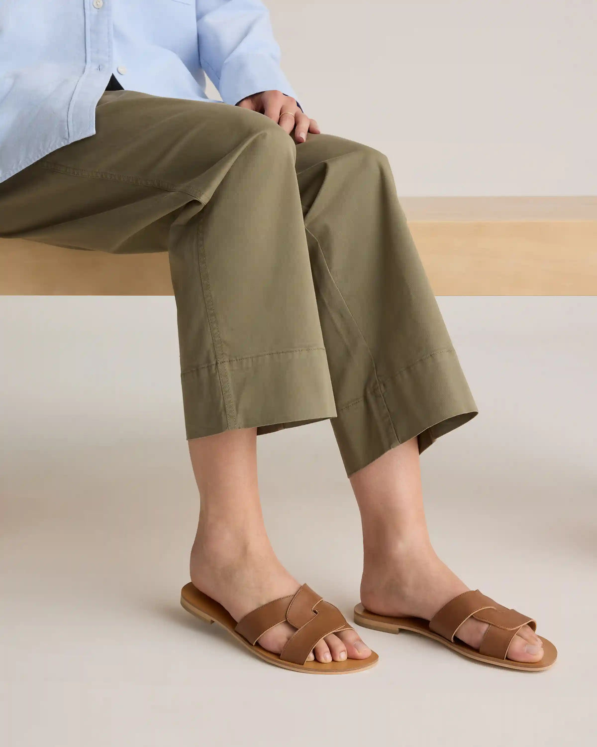 Italian Leather Cutout Slide Sandal