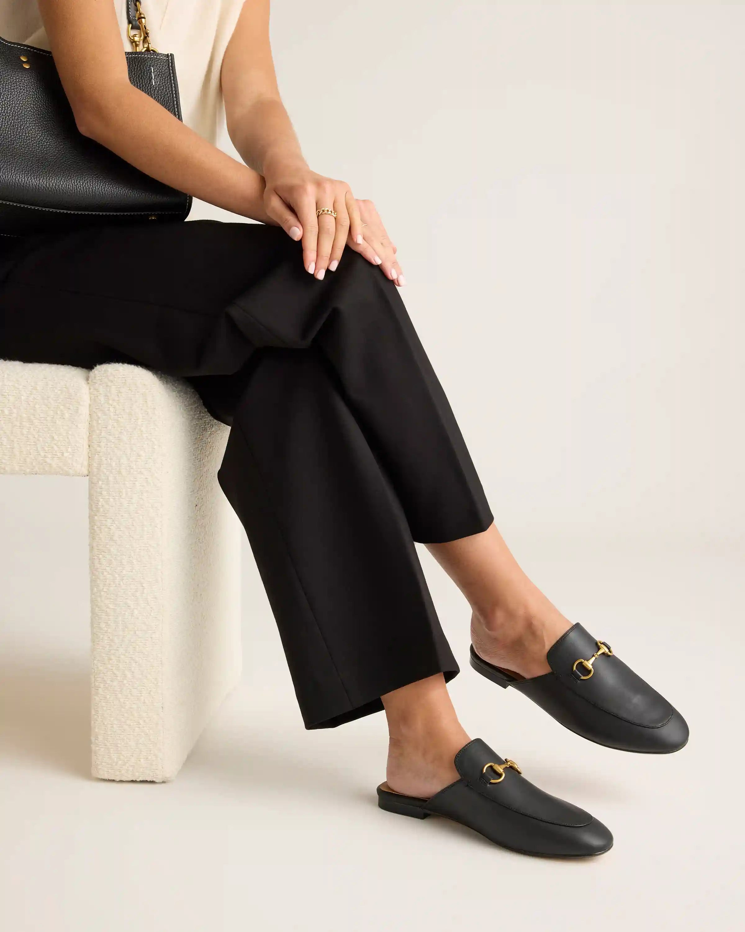 Italian Leather Horsebit Loafer Mule