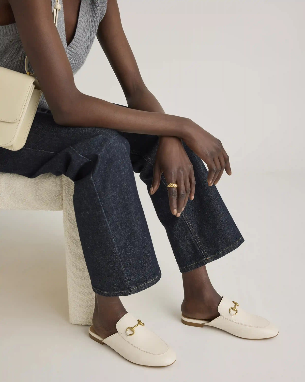 Italian Leather Horsebit Loafer Mule