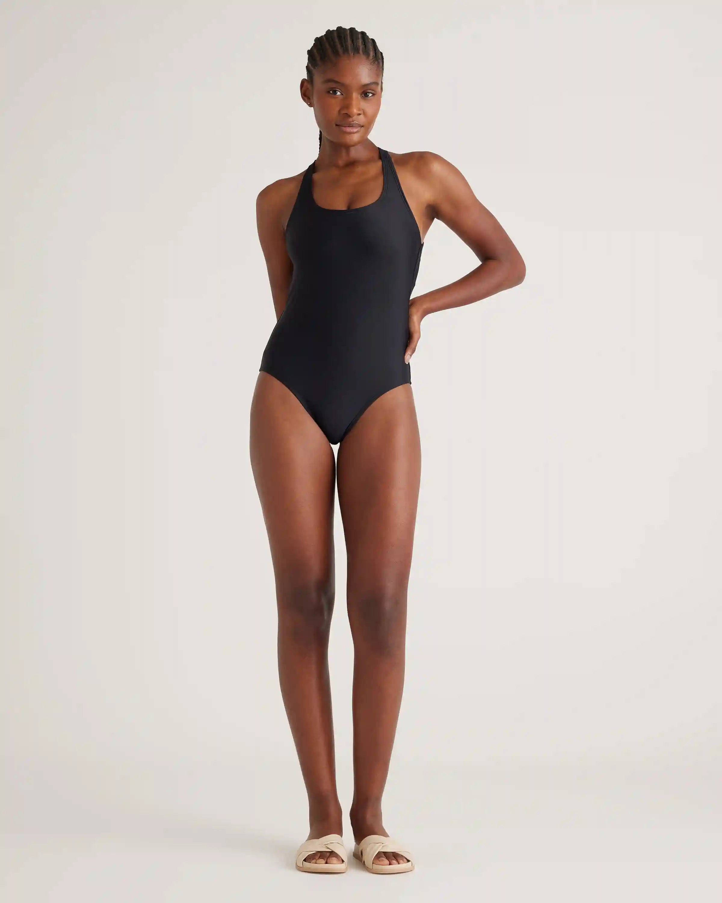 Italian Cross-Back One-Piece Swimsuit