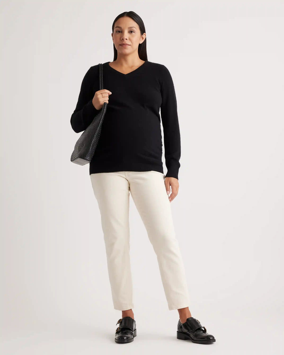 Mongolian Cashmere V-Neck Maternity Sweater