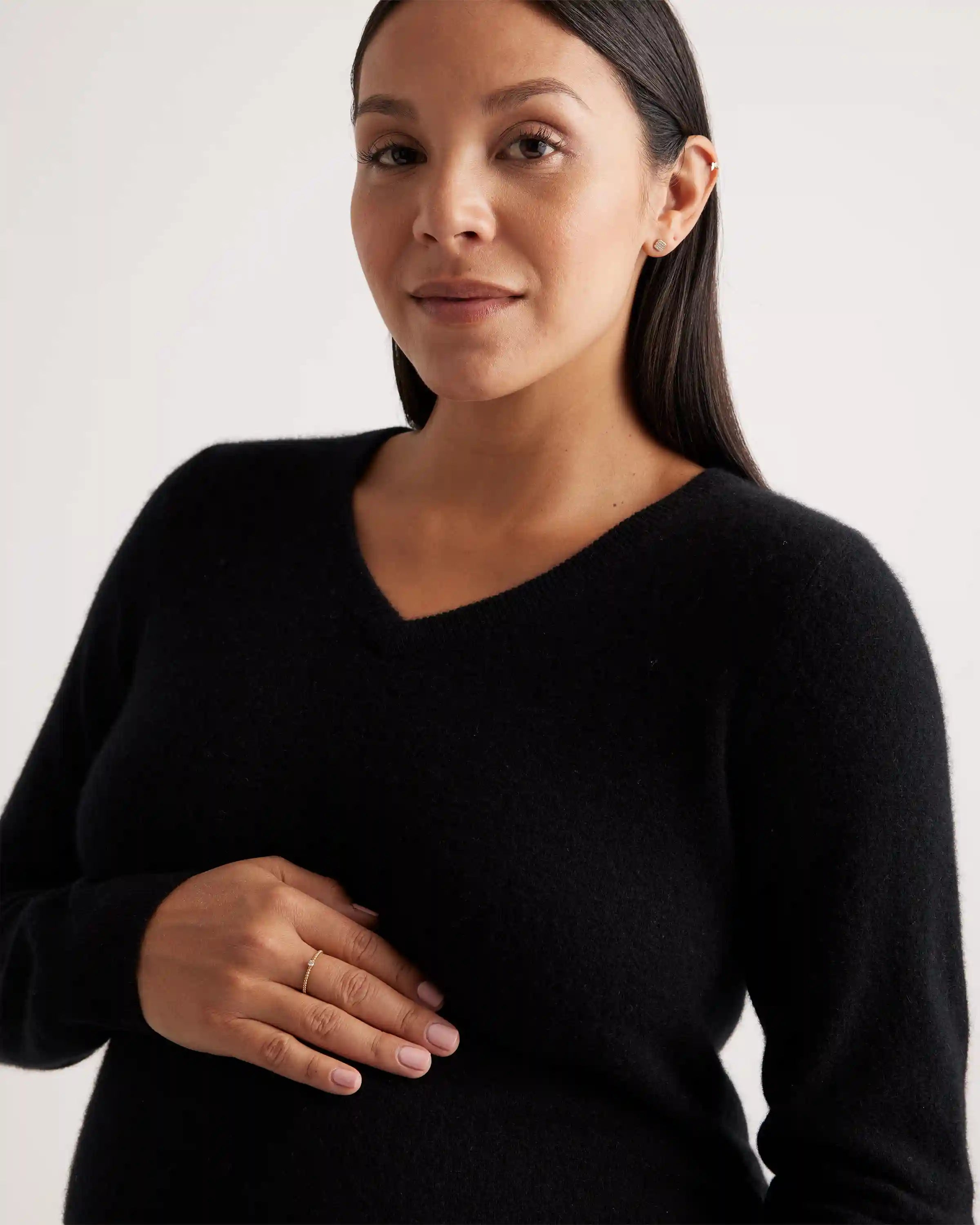 Mongolian Cashmere V-Neck Maternity Sweater