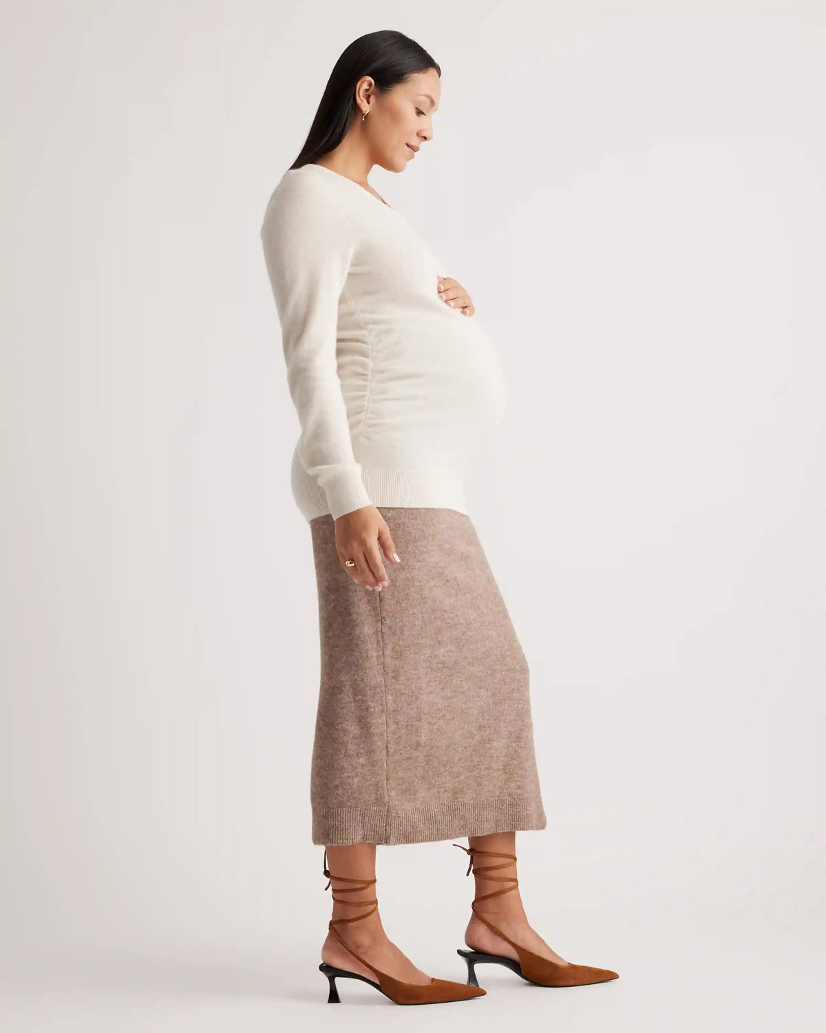 Mongolian Cashmere V-Neck Maternity Sweater
