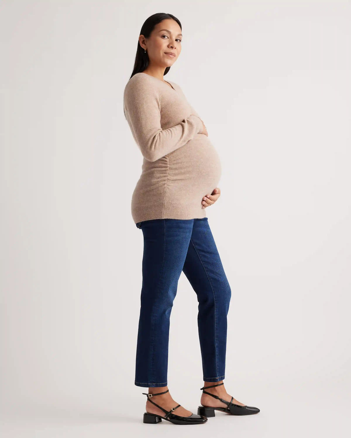Mongolian Cashmere V-Neck Maternity Sweater