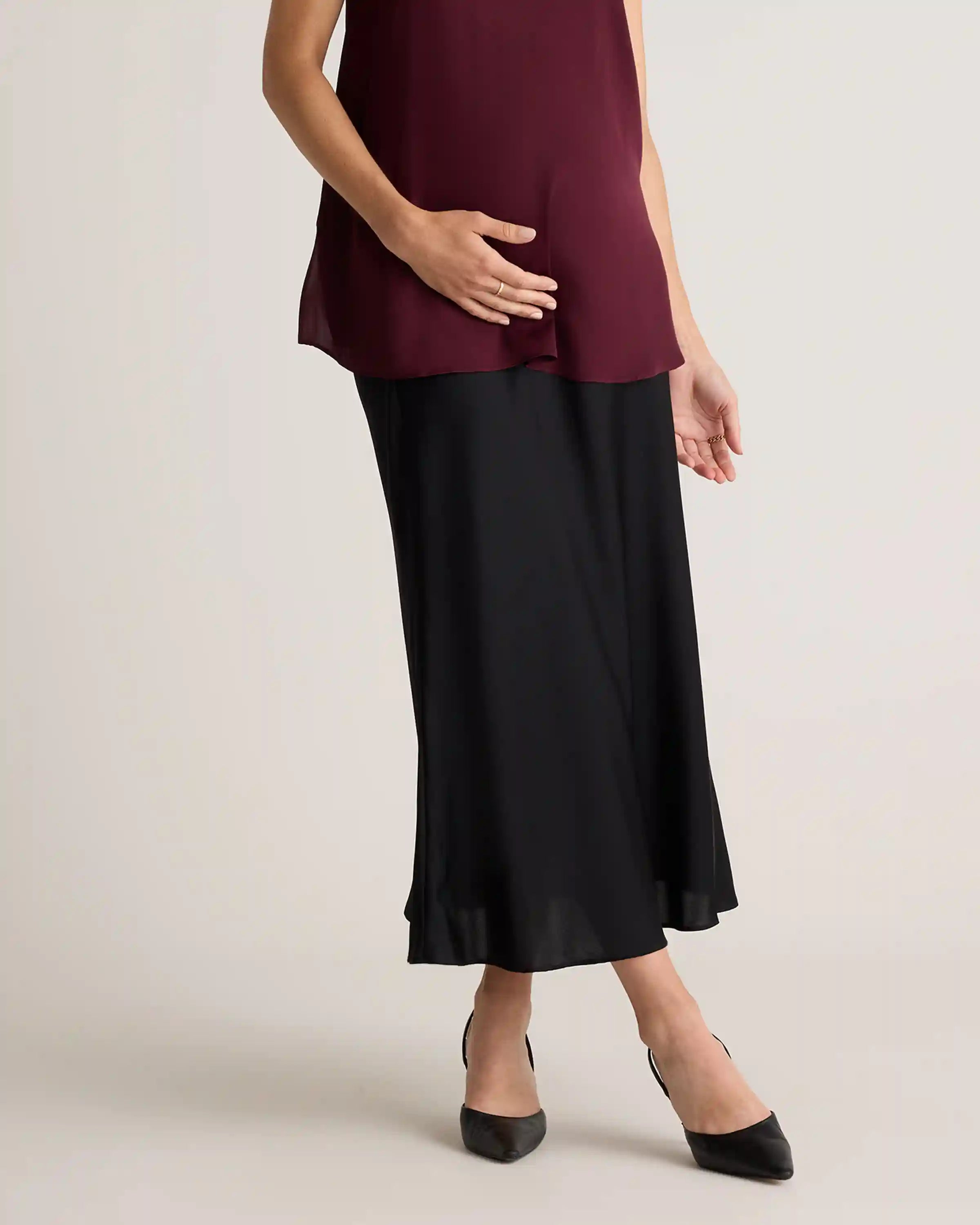 Washable Stretch Silk Maternity Skirt