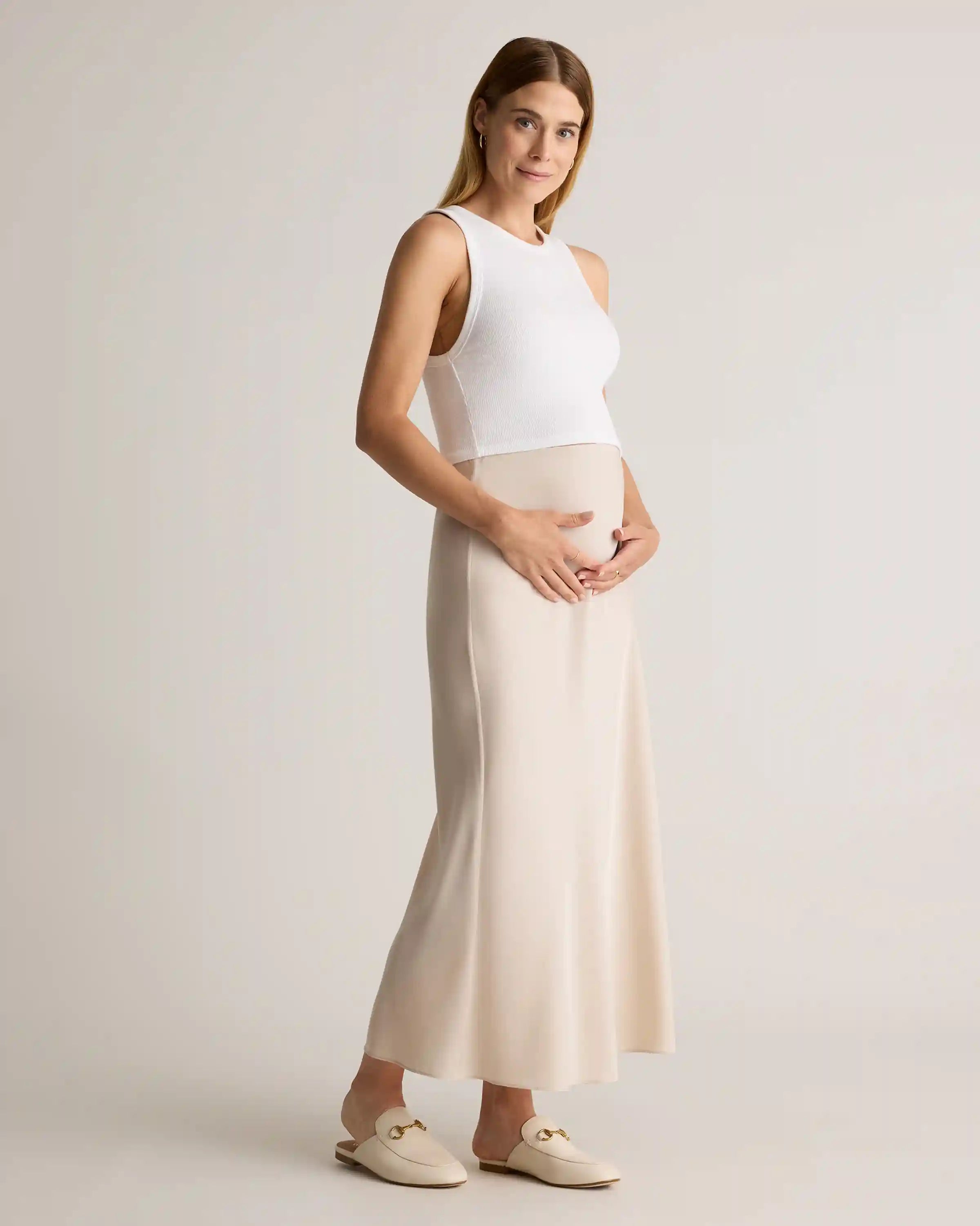 Washable Stretch Silk Maternity Skirt