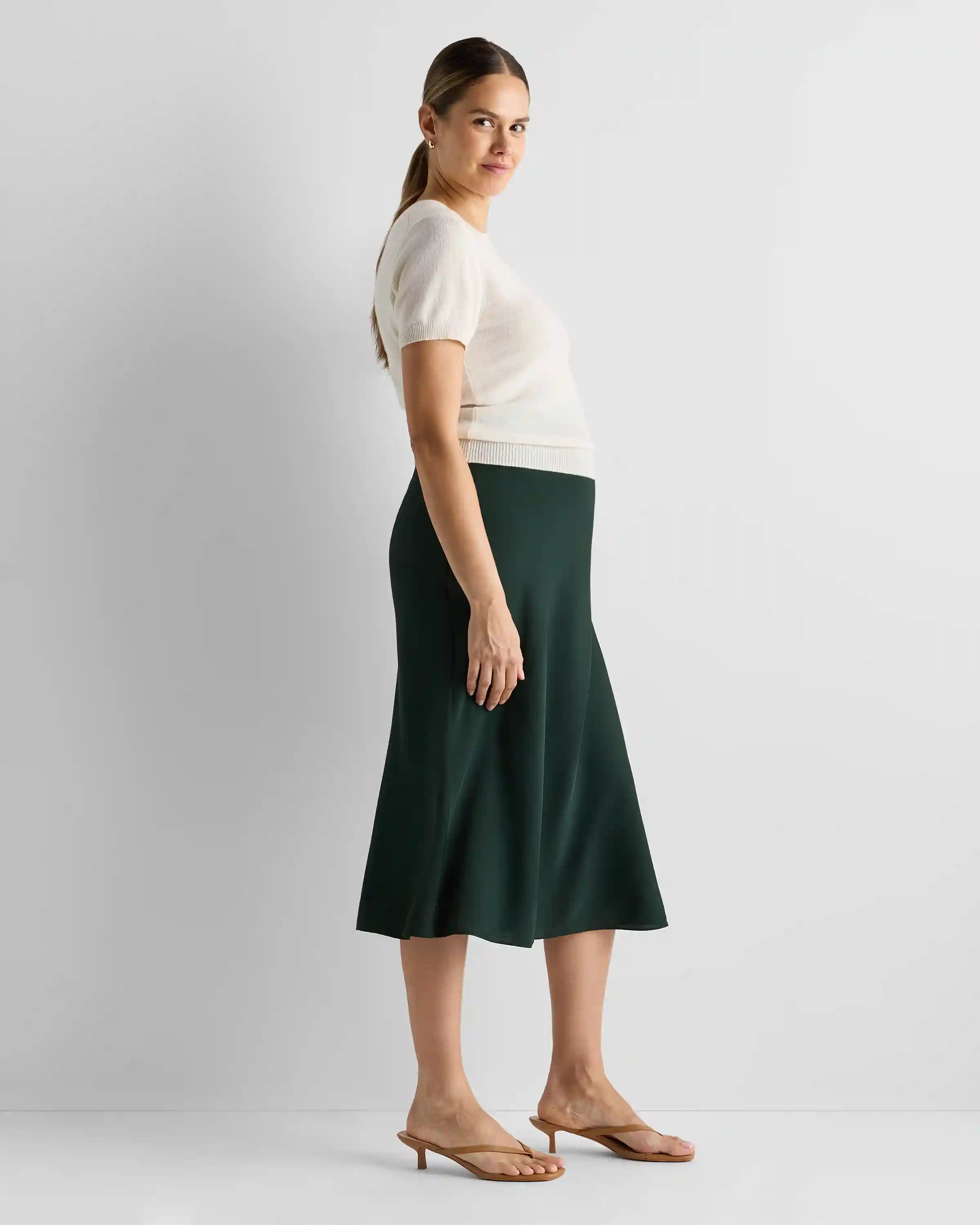 Washable Stretch Silk Maternity Skirt