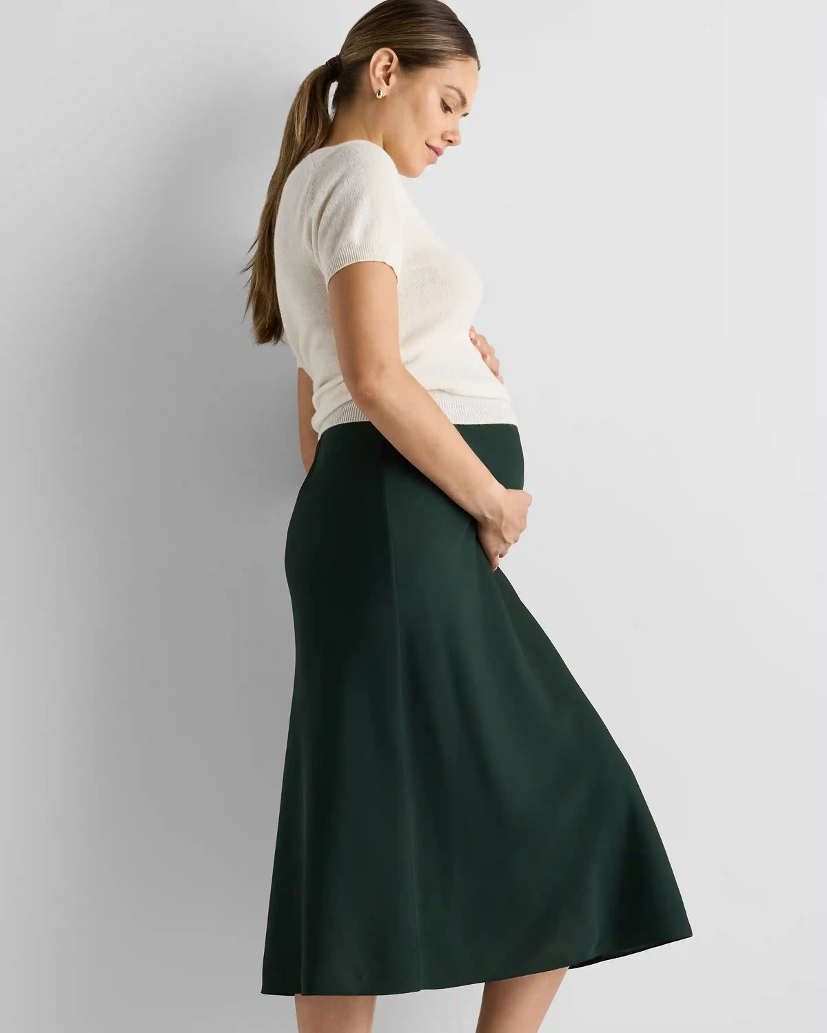 Washable Stretch Silk Maternity Skirt