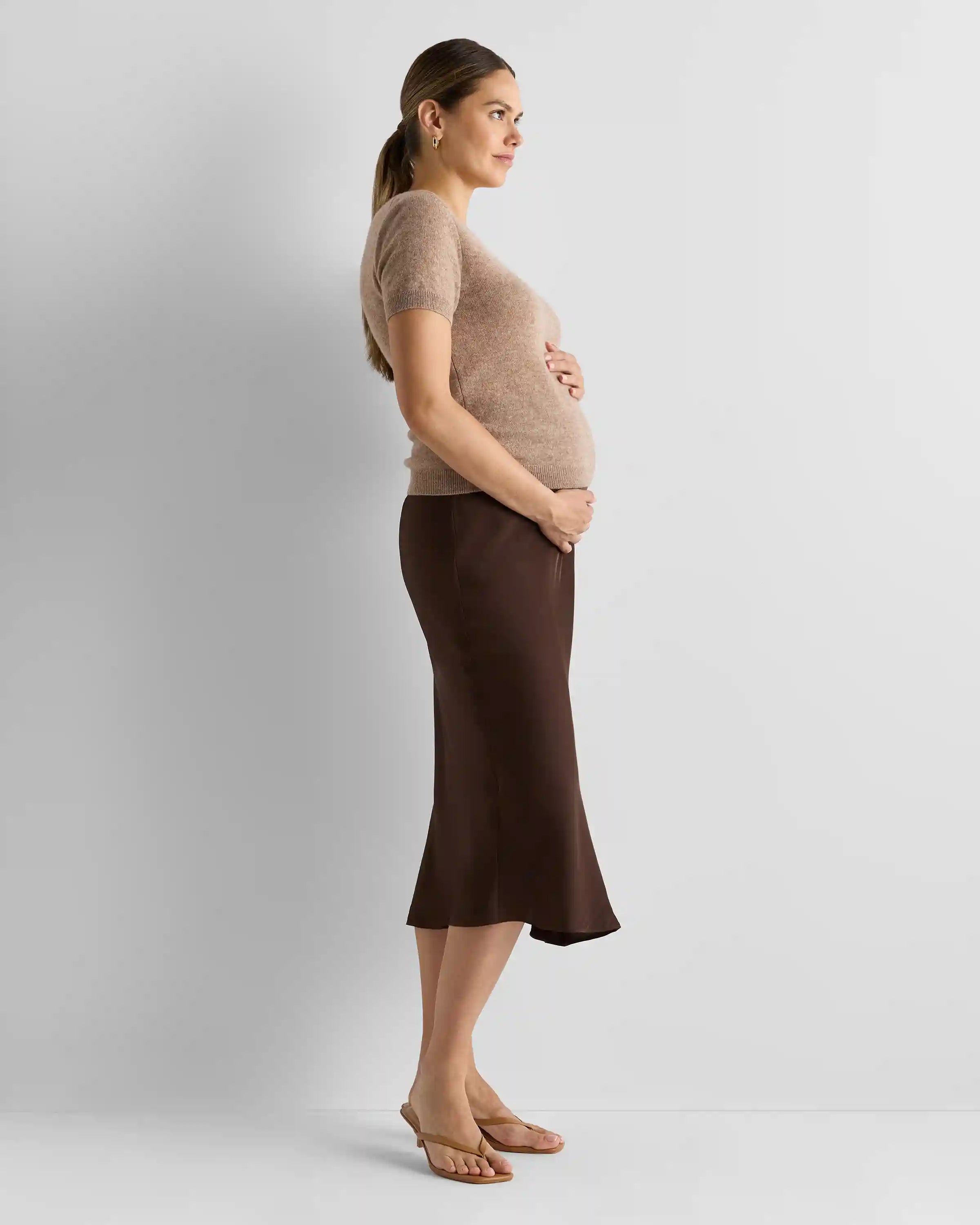 Washable Stretch Silk Maternity Skirt