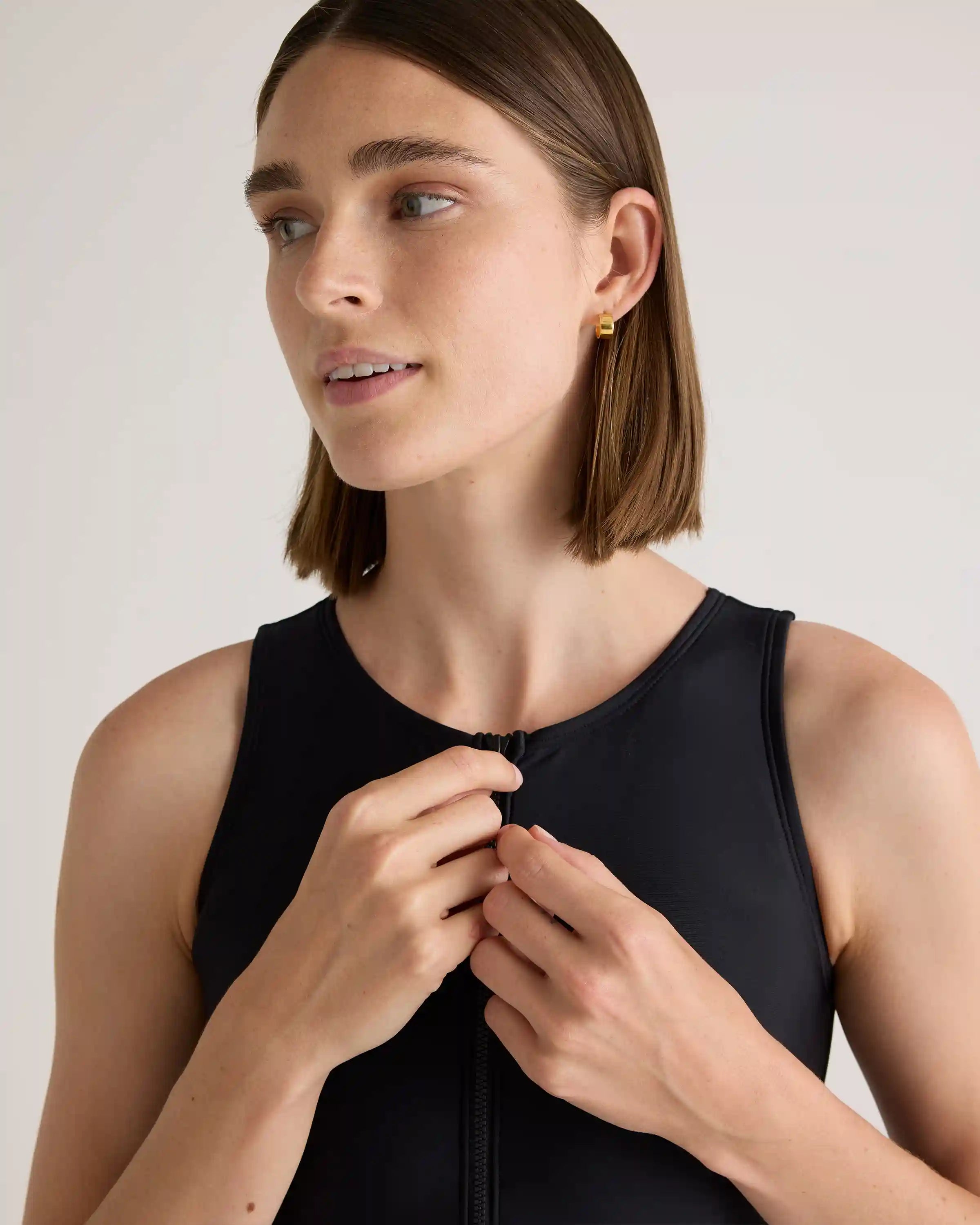 Italian Zip-Front One-Piece Swimsuit