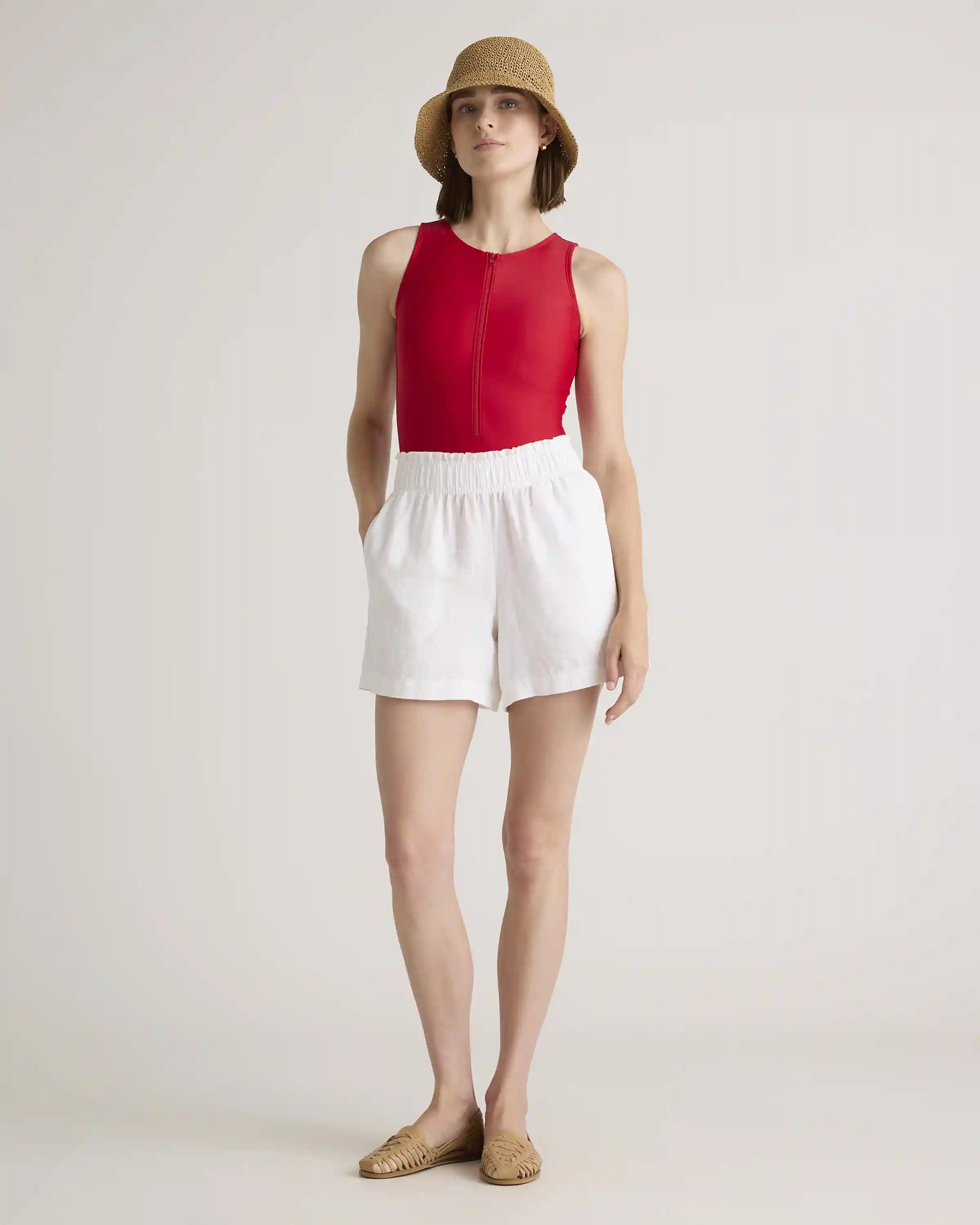 Italian Zip-Front One-Piece Swimsuit