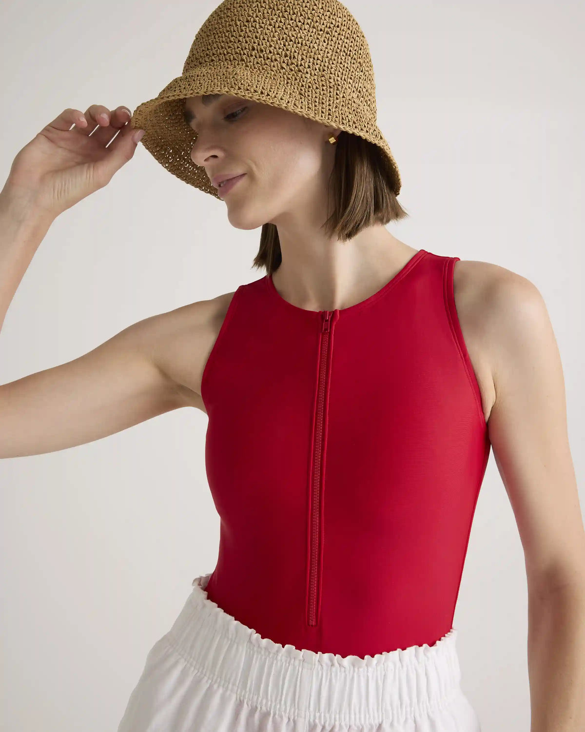 Italian Zip-Front One-Piece Swimsuit