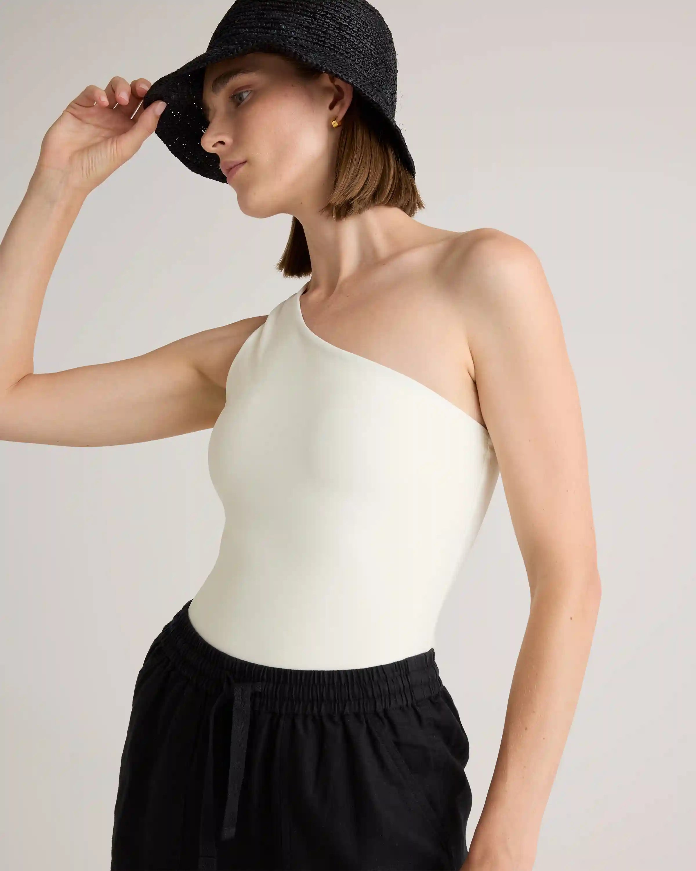 Italian One Shoulder One-Piece Swimsuit