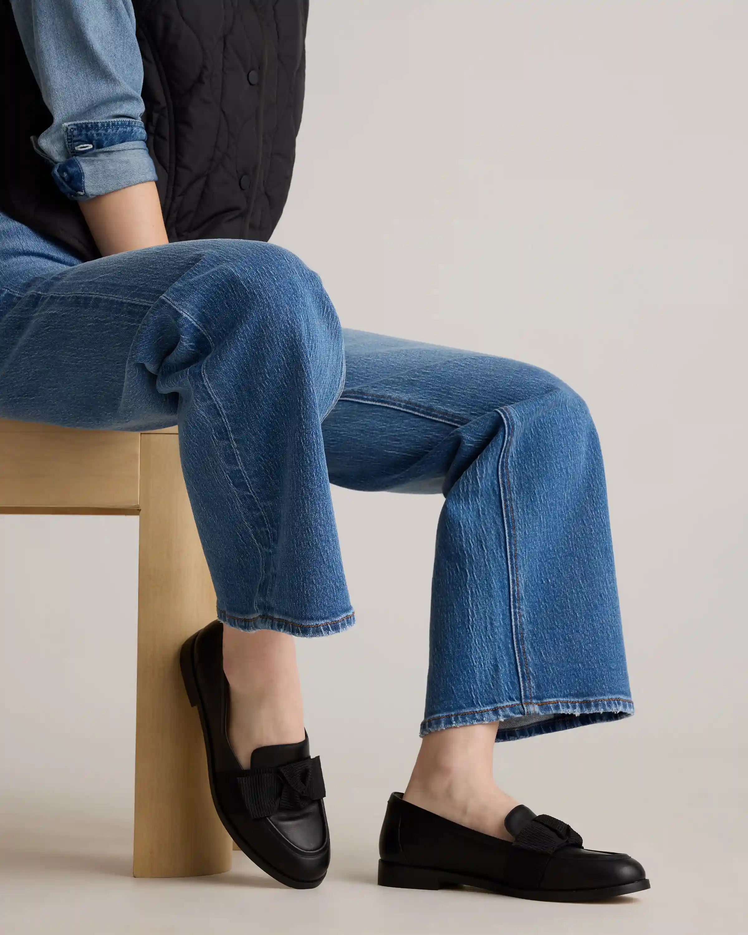 Italian Leather Bow Penny Loafer