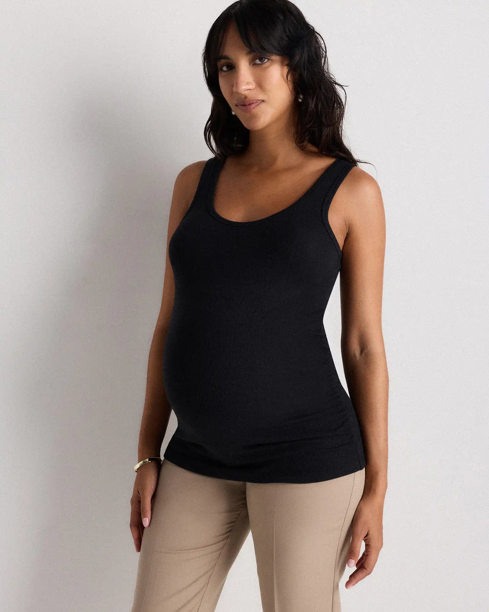 Bamboo Rib Maternity Scoop Neck Tank