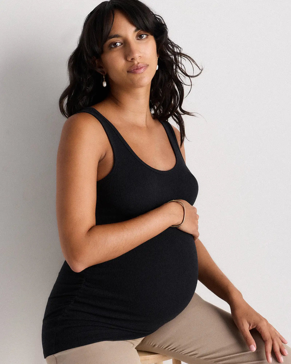 Bamboo Rib Maternity Scoop Neck Tank