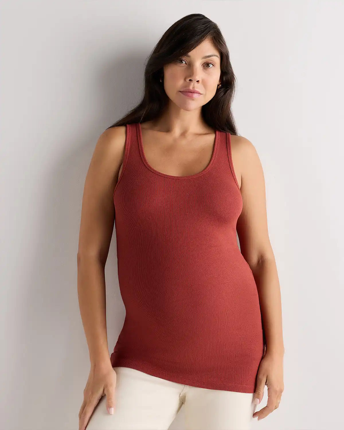 Bamboo Rib Maternity Scoop Neck Tank