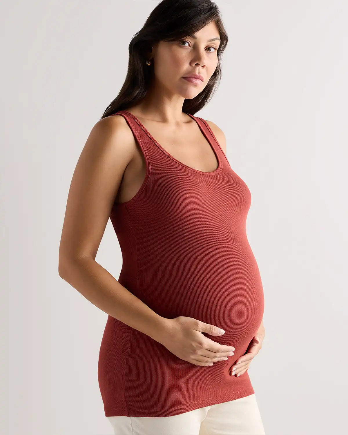 Bamboo Rib Maternity Scoop Neck Tank
