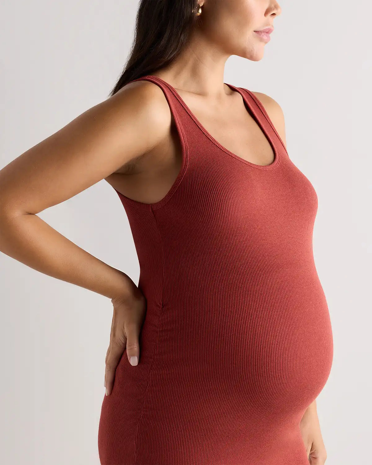 Bamboo Rib Maternity Scoop Neck Tank