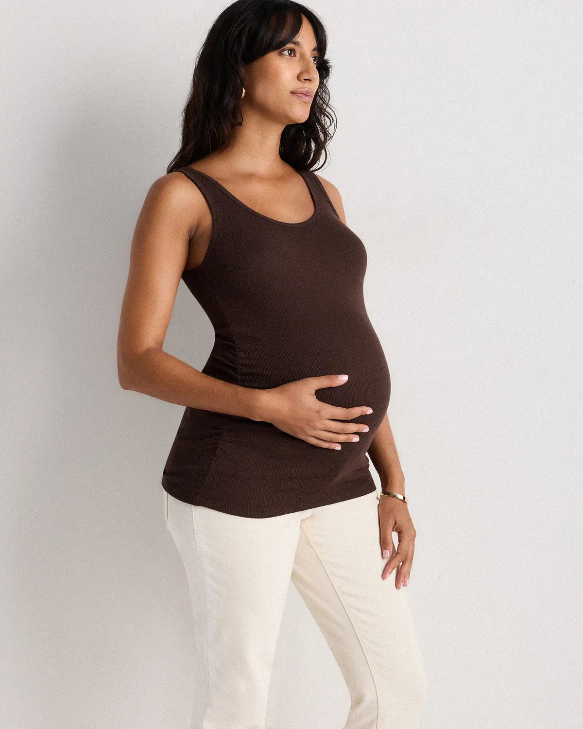 Bamboo Rib Maternity Scoop Neck Tank