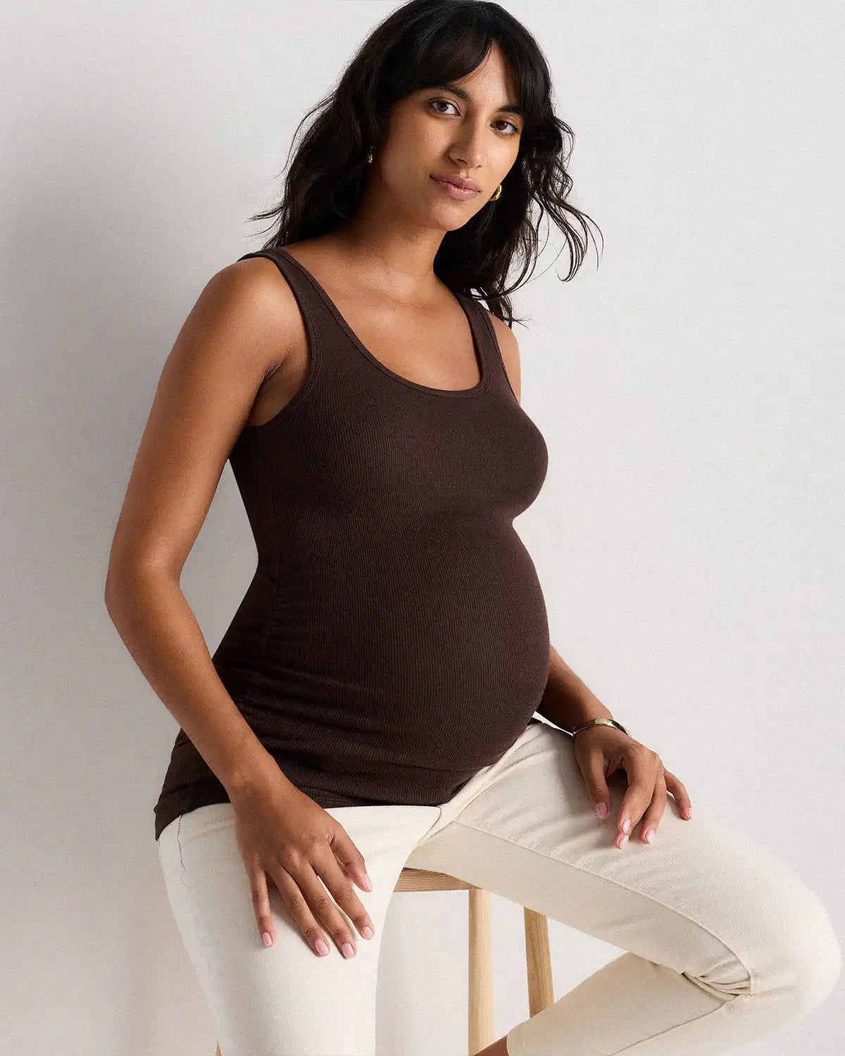 Bamboo Rib Maternity Scoop Neck Tank