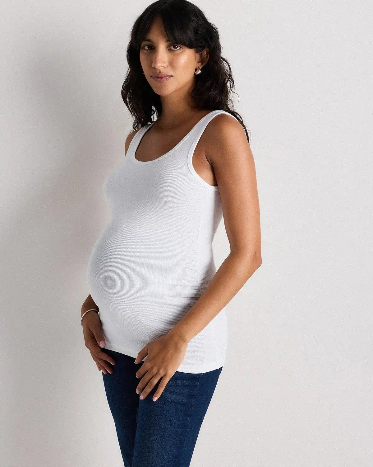 Bamboo Rib Maternity Scoop Neck Tank