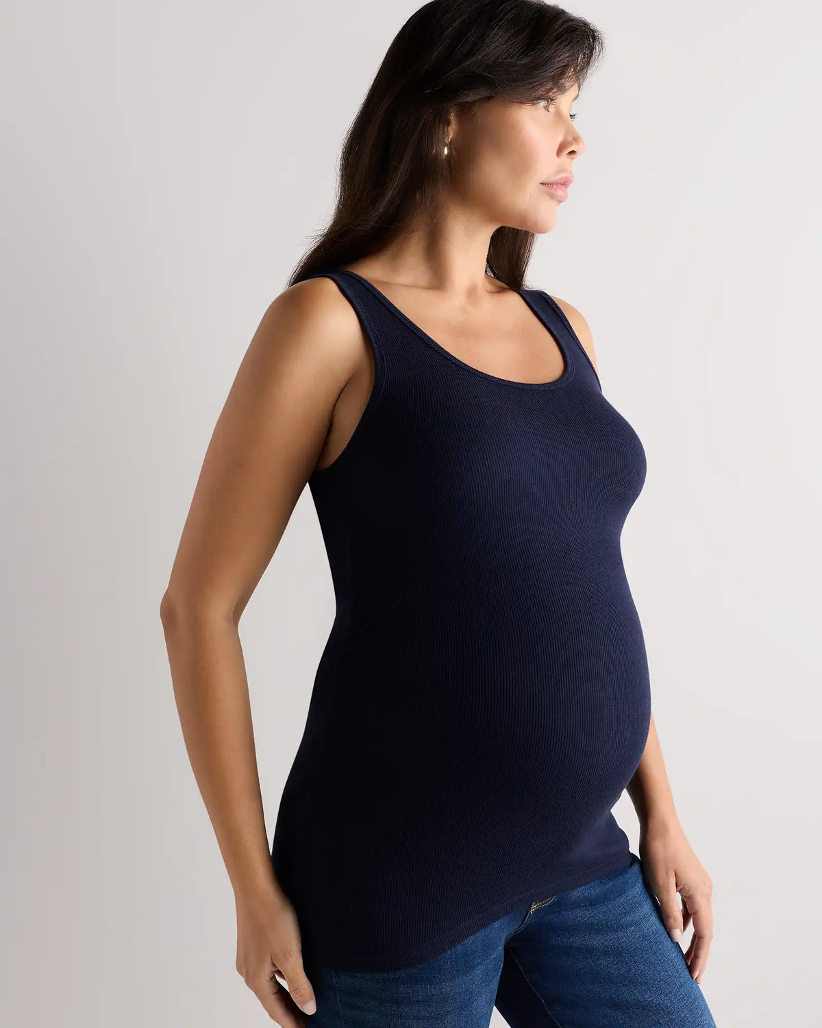 Bamboo Rib Maternity Scoop Neck Tank
