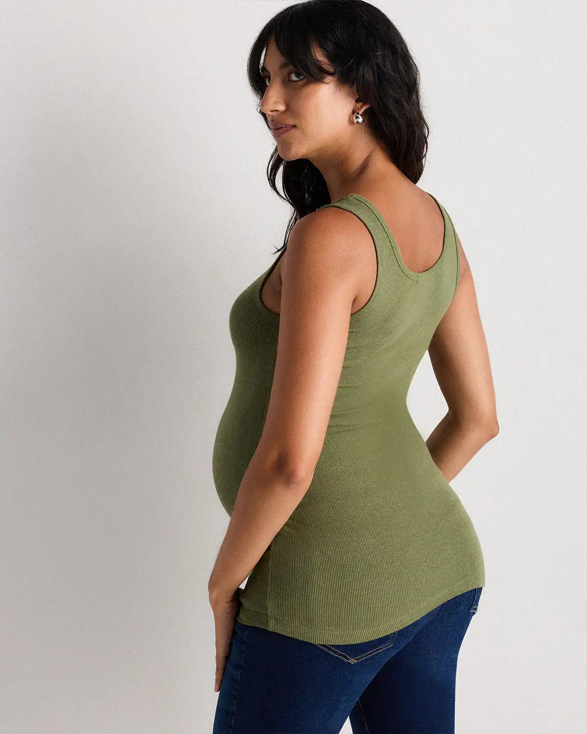 Bamboo Rib Maternity Scoop Neck Tank