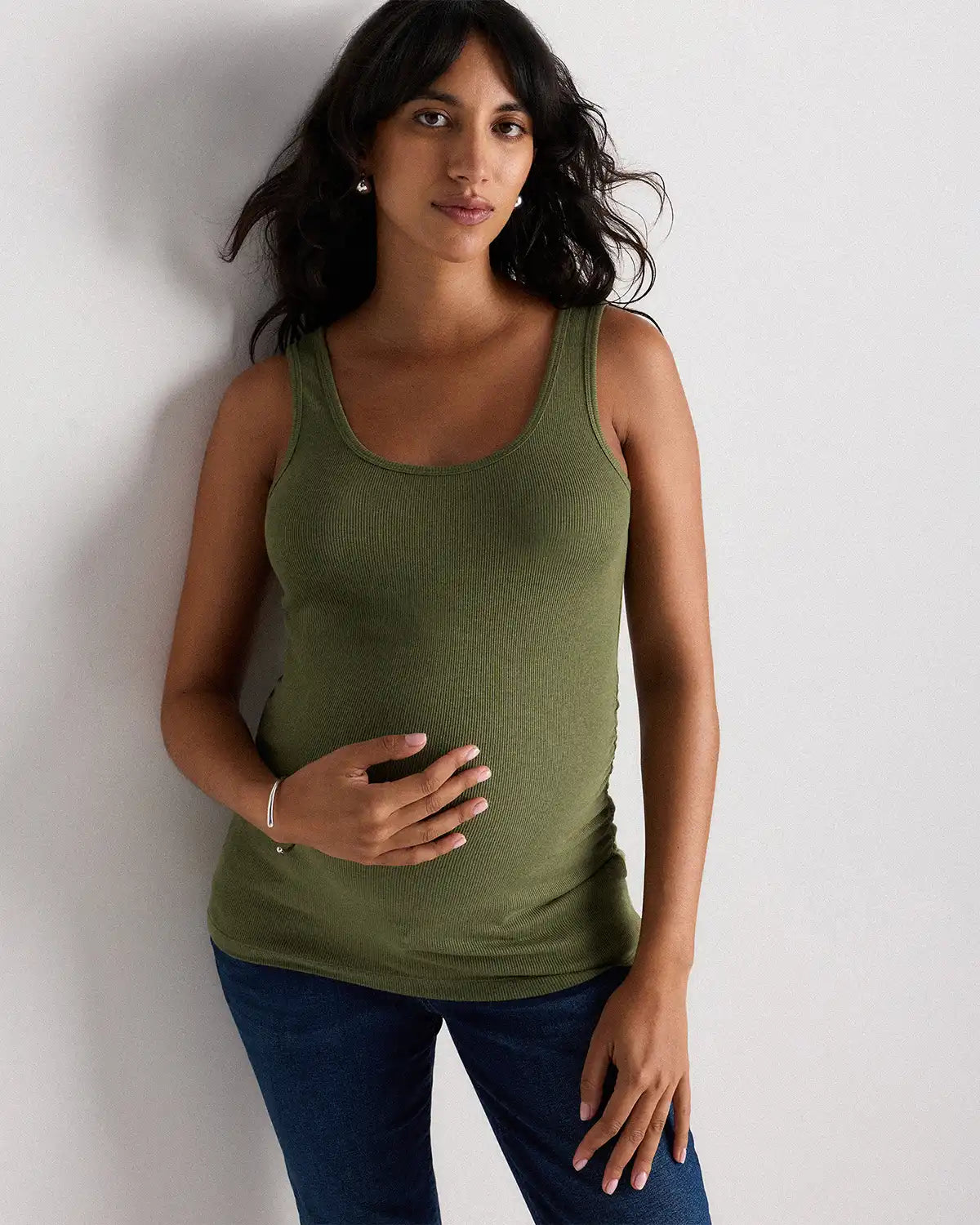 Bamboo Rib Maternity Scoop Neck Tank