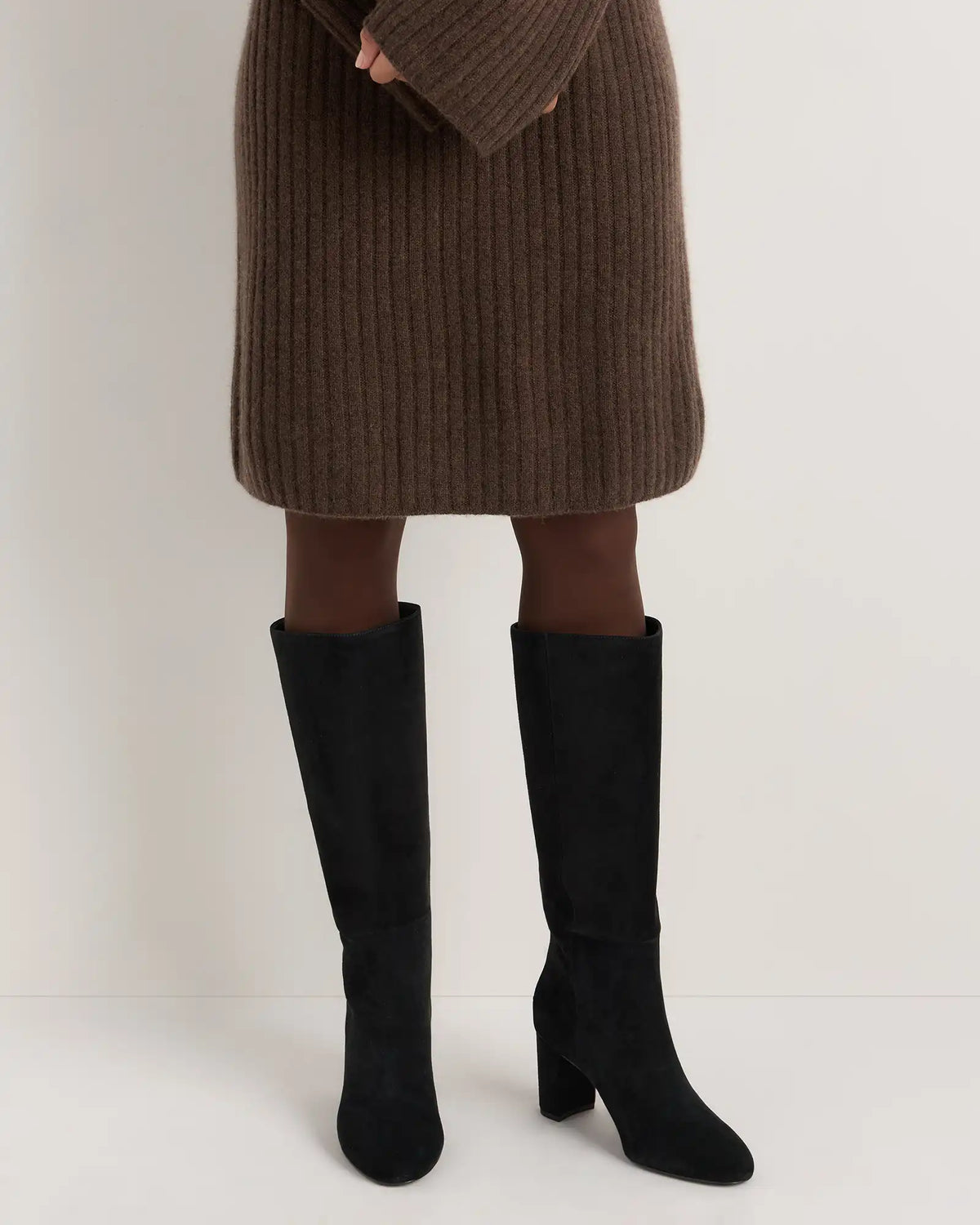 Italian Suede Block Heel Boots