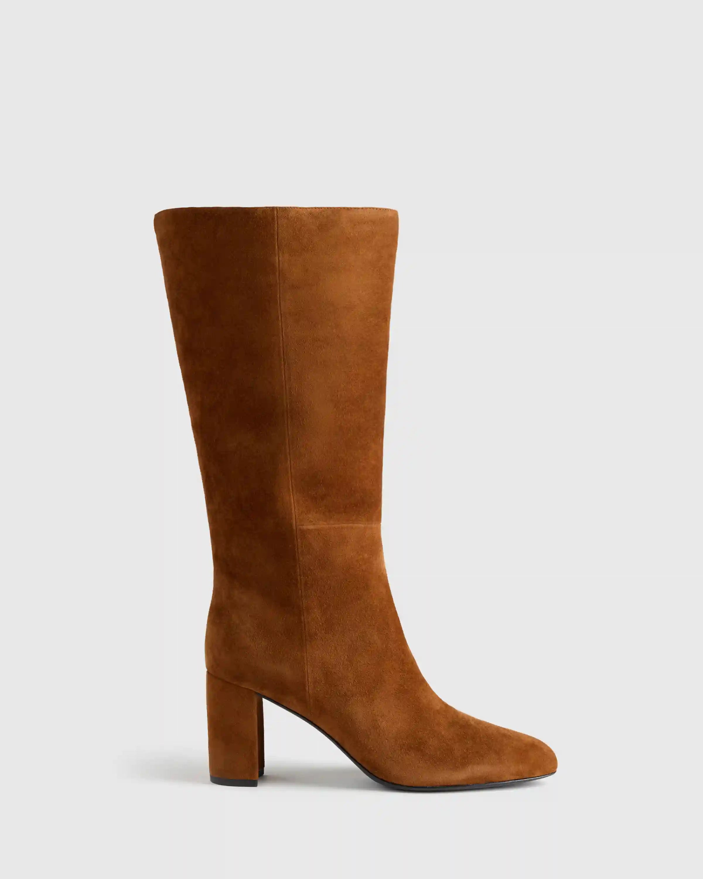 Italian Suede Block Heel Boots