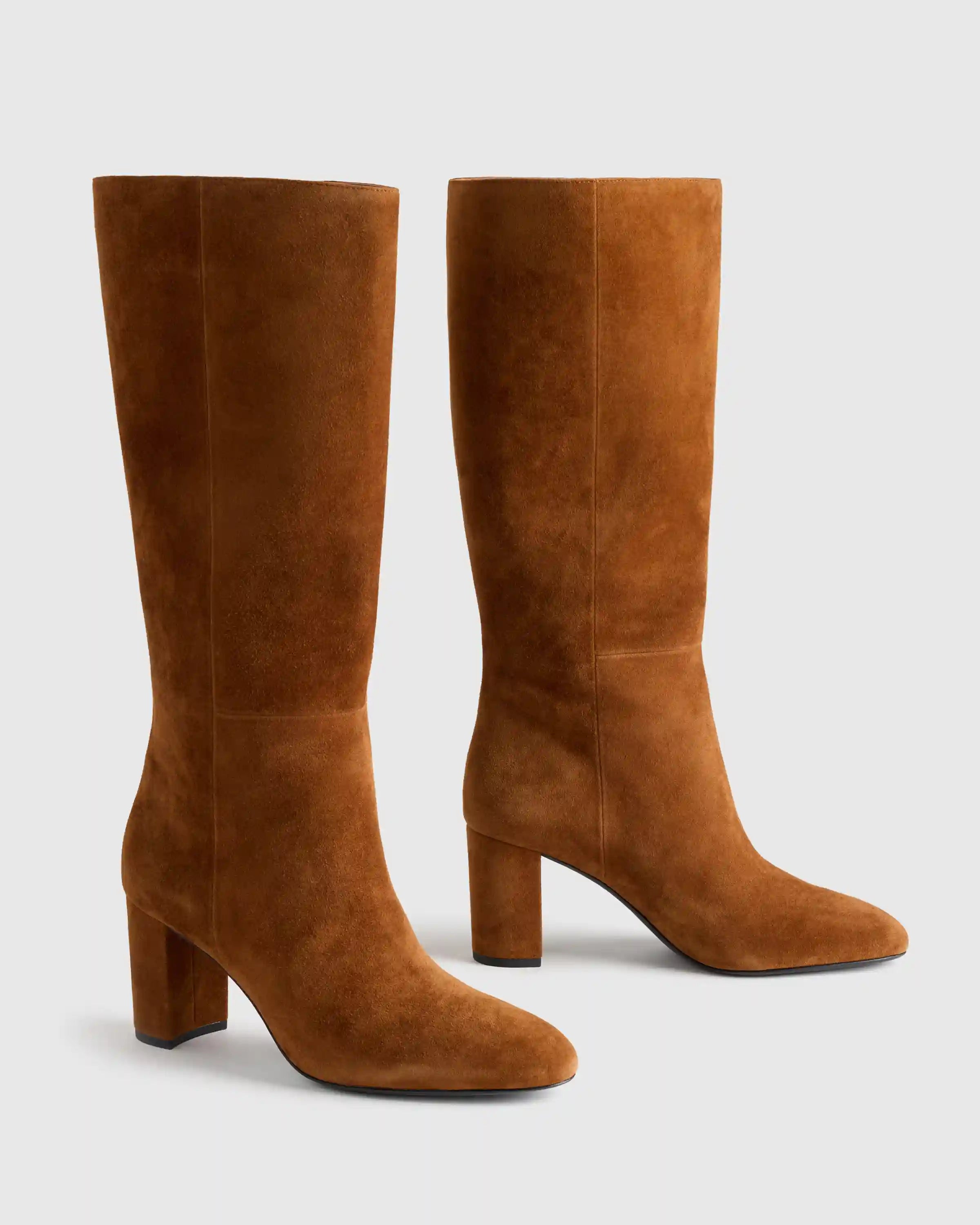 Italian Suede Block Heel Boots