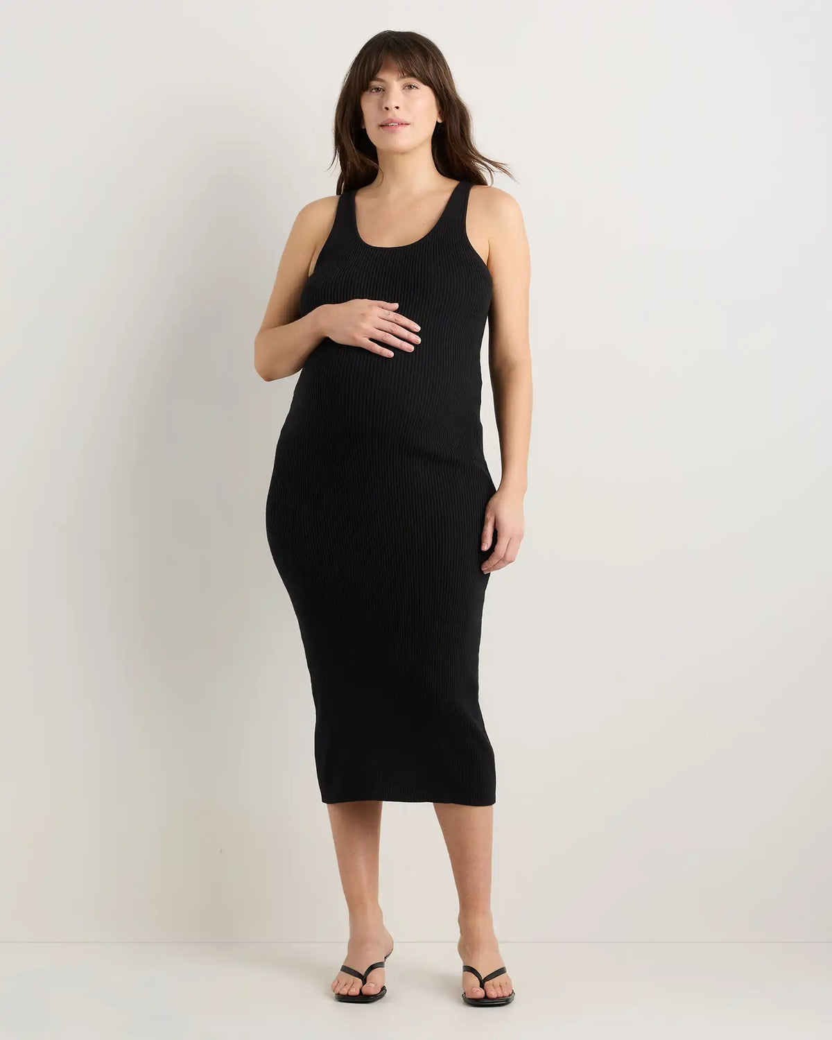 Lightweight Cotton Cashmere Maternity Fitted Midi Dress