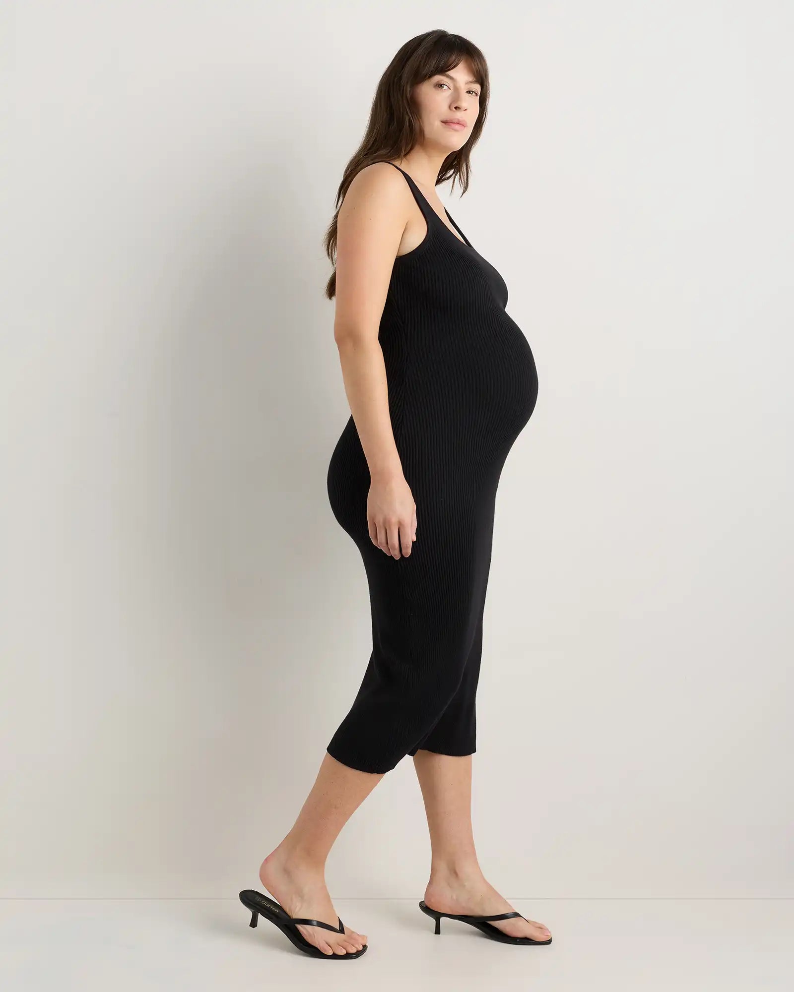 Lightweight Cotton Cashmere Maternity Fitted Midi Dress