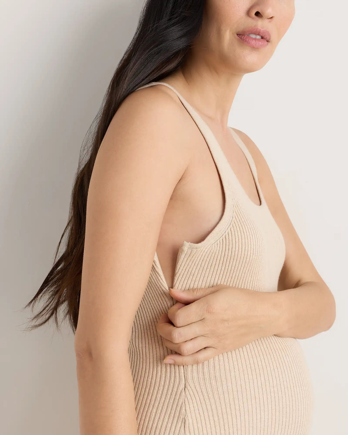 Lightweight Cotton Cashmere Maternity Fitted Midi Dress