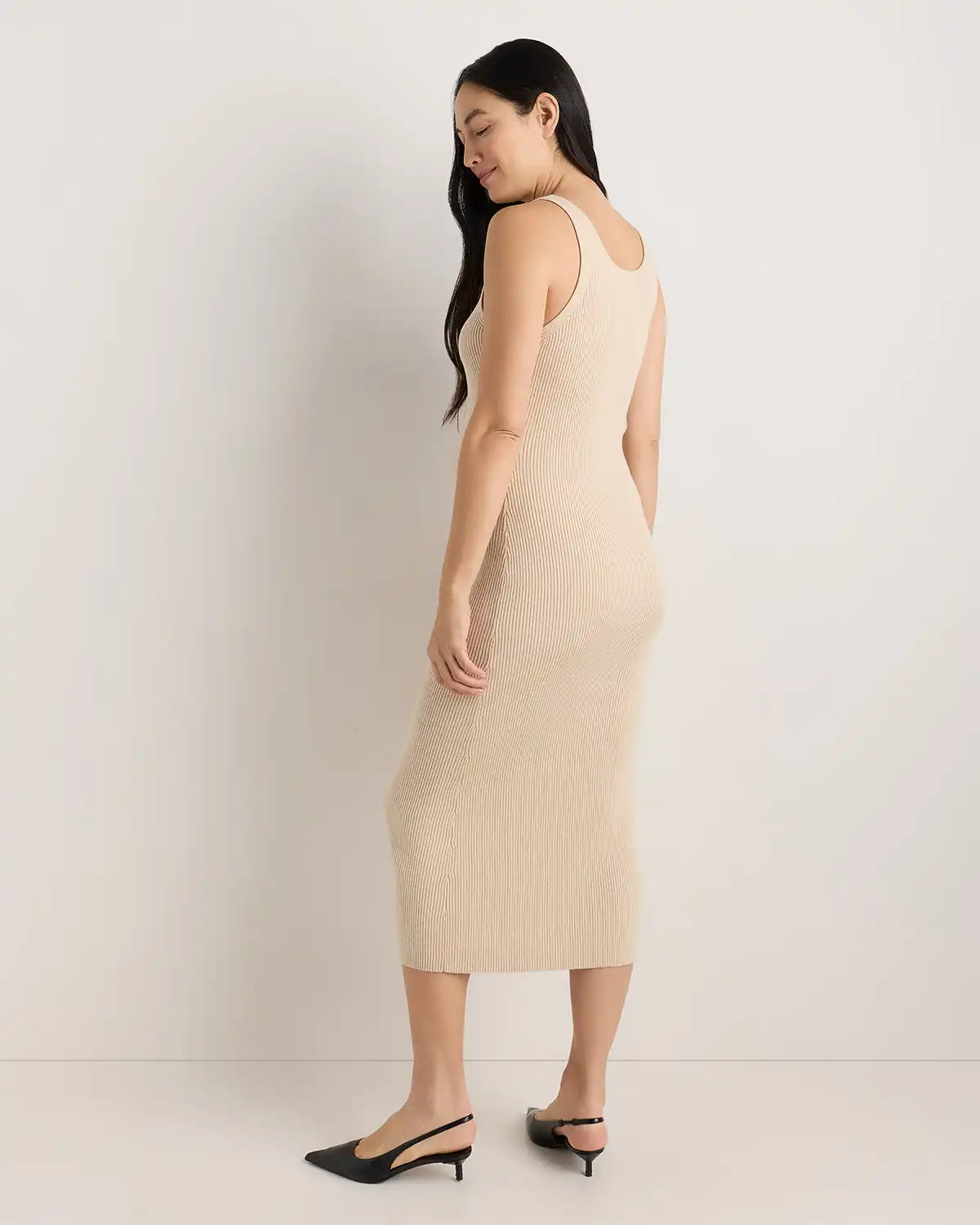 Lightweight Cotton Cashmere Maternity Fitted Midi Dress