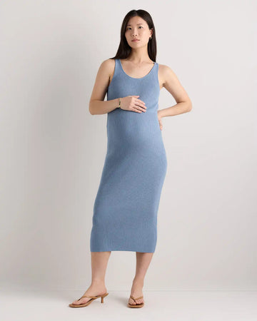Lightweight Cotton Cashmere Maternity Fitted Midi Dress