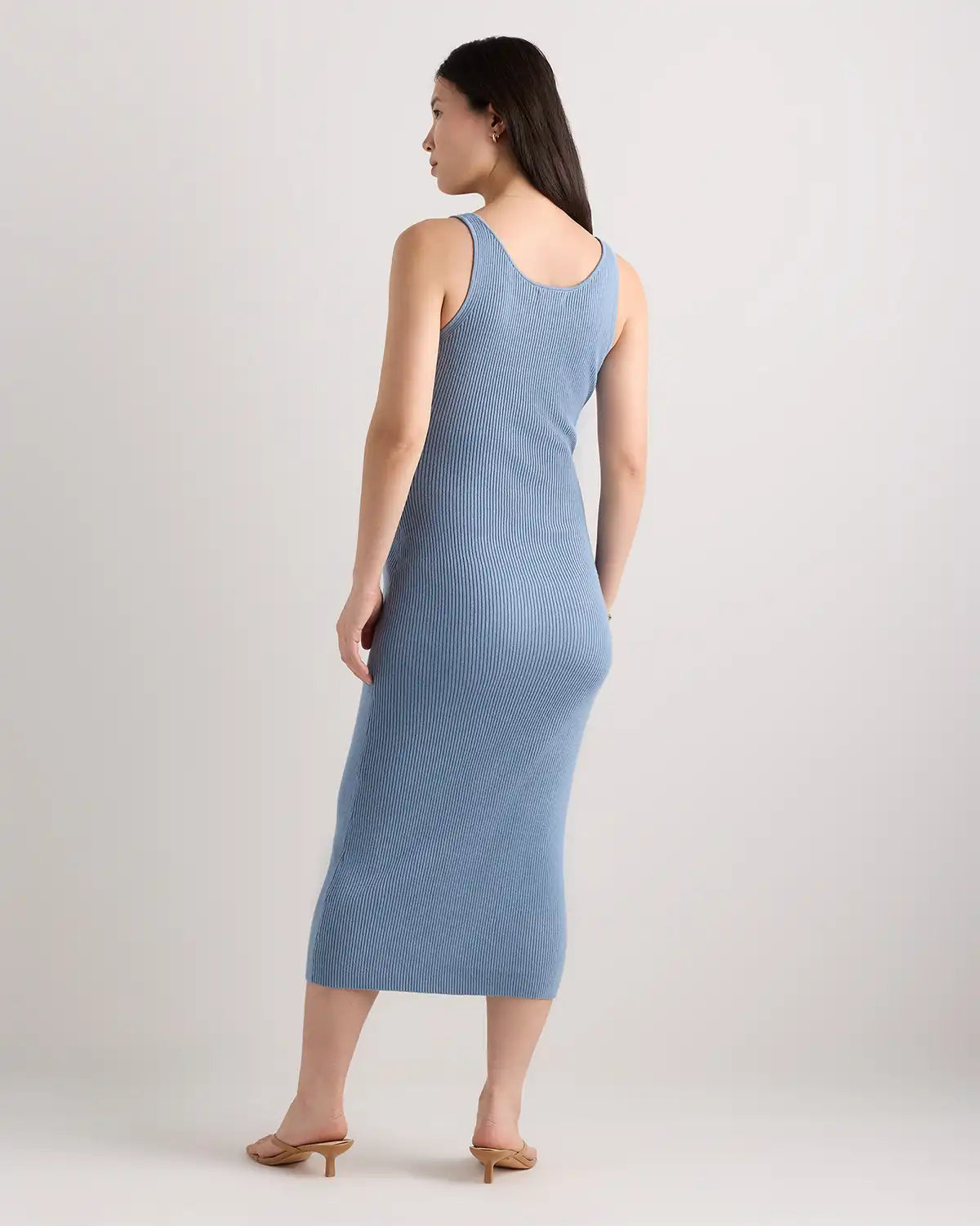 Lightweight Cotton Cashmere Maternity Fitted Midi Dress
